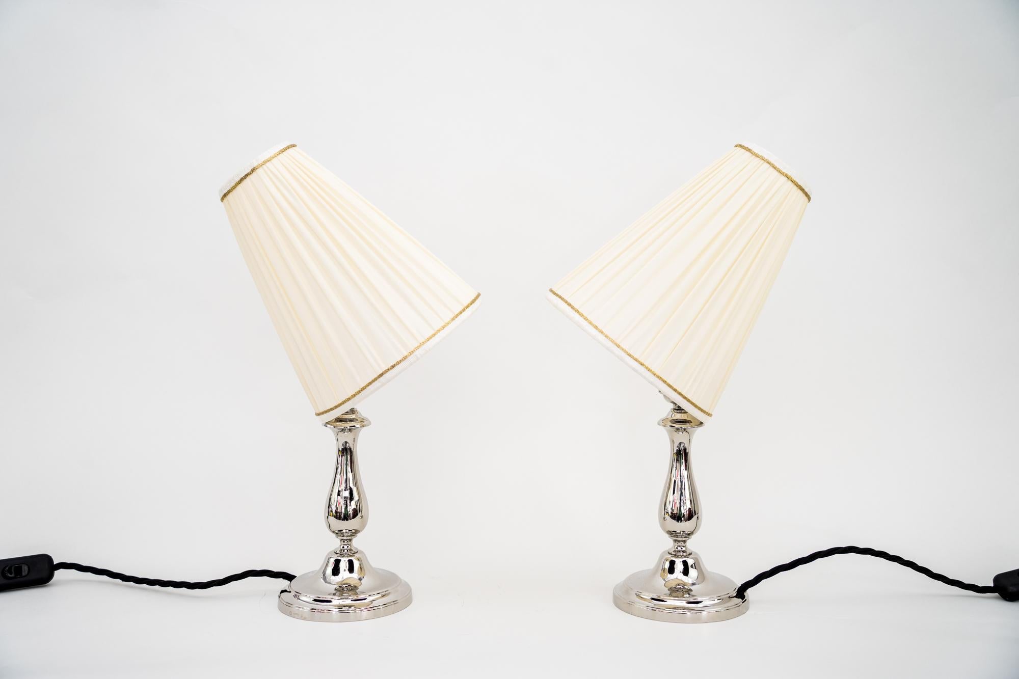Art Deco 2 Nickel-Plated Table Lamps Vienna around 1920s