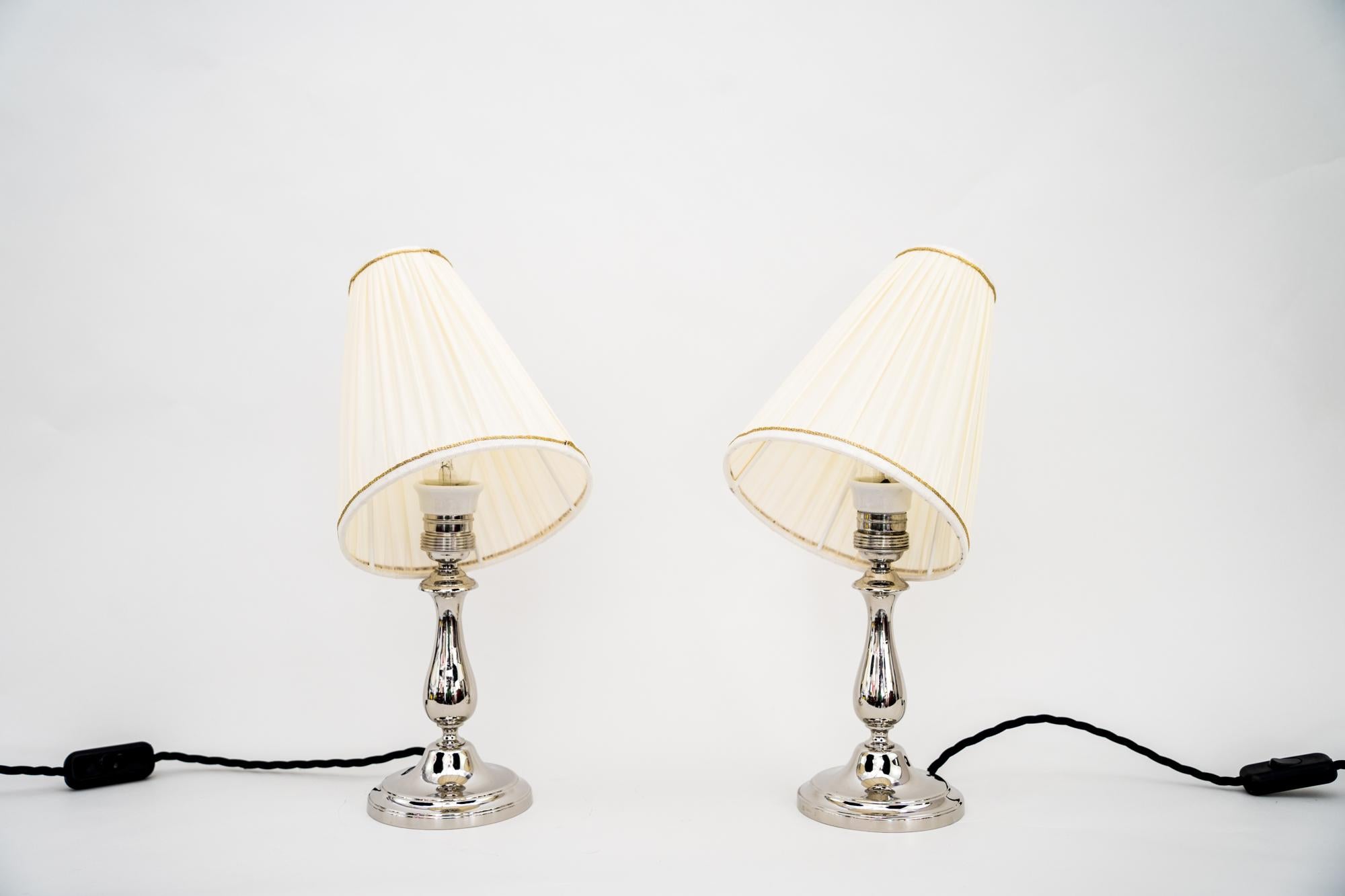 Austrian 2 Nickel-Plated Table Lamps Vienna around 1920s