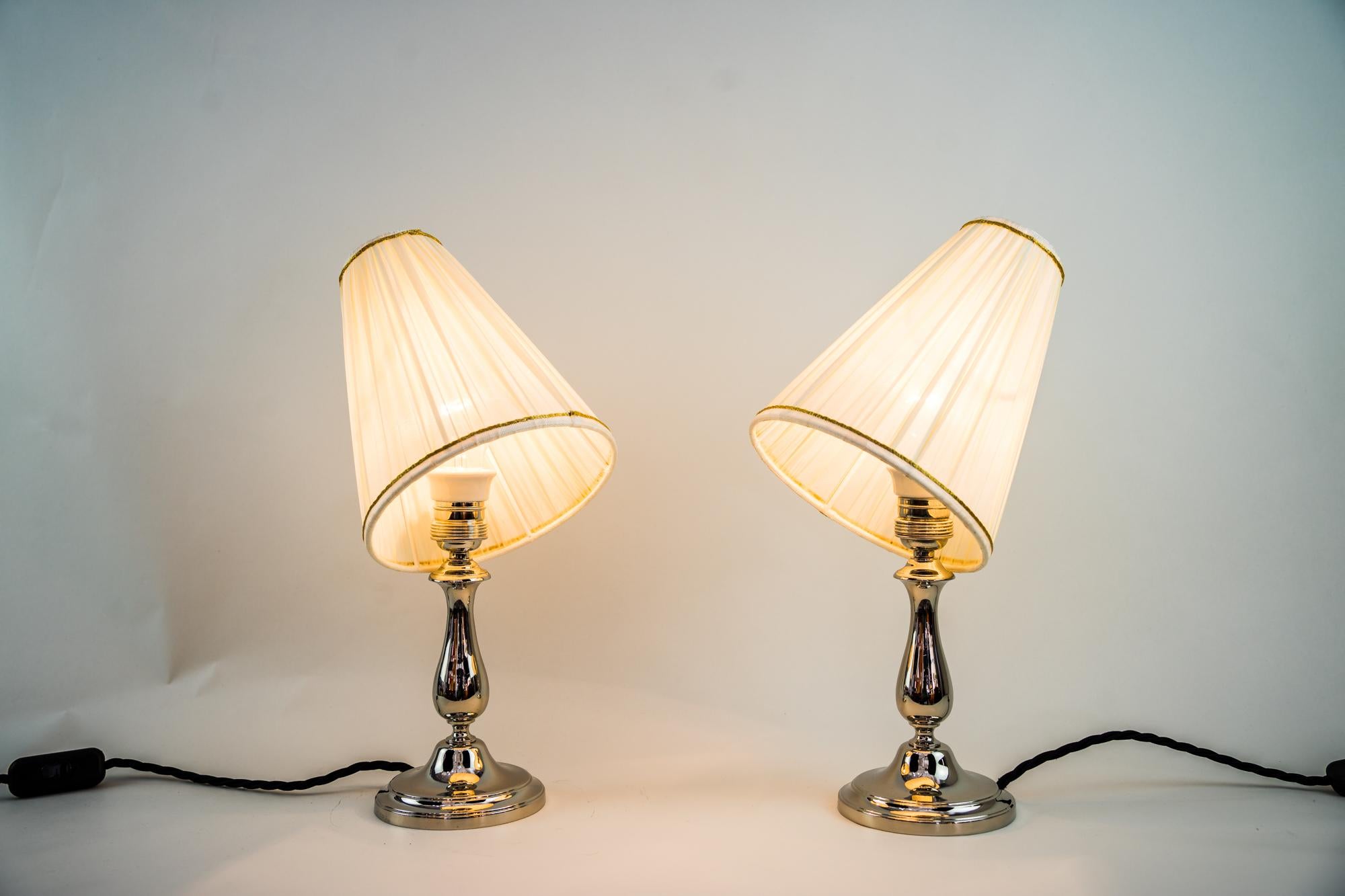 2 Nickel-Plated Table Lamps Vienna around 1920s In Good Condition In Wien, AT