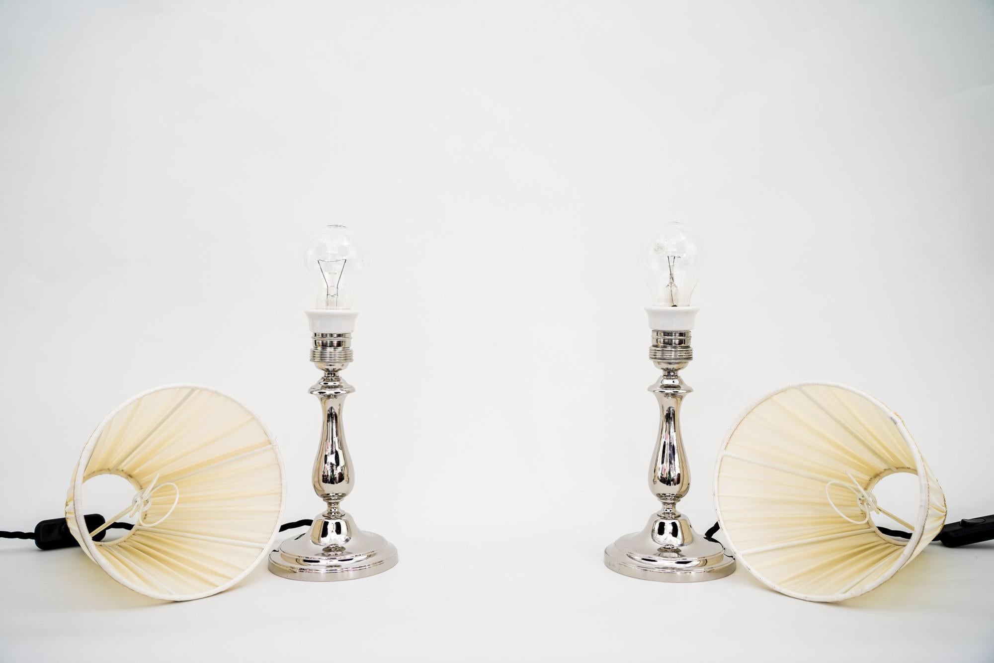 2 Nickel-Plated Table Lamps Vienna around 1920s 1