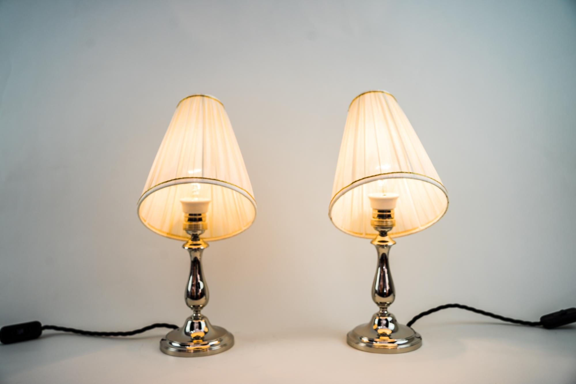 2 Nickel-Plated Table Lamps Vienna around 1920s 2