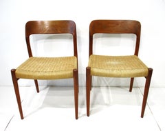 2 Niels Otto Moller #75 Woven Teak Side Chairs by J.L Moller Denmark (B)