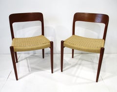 2 Niels Otto Moller #75 Woven Teak Side Chairs by J.L Moller Denmark