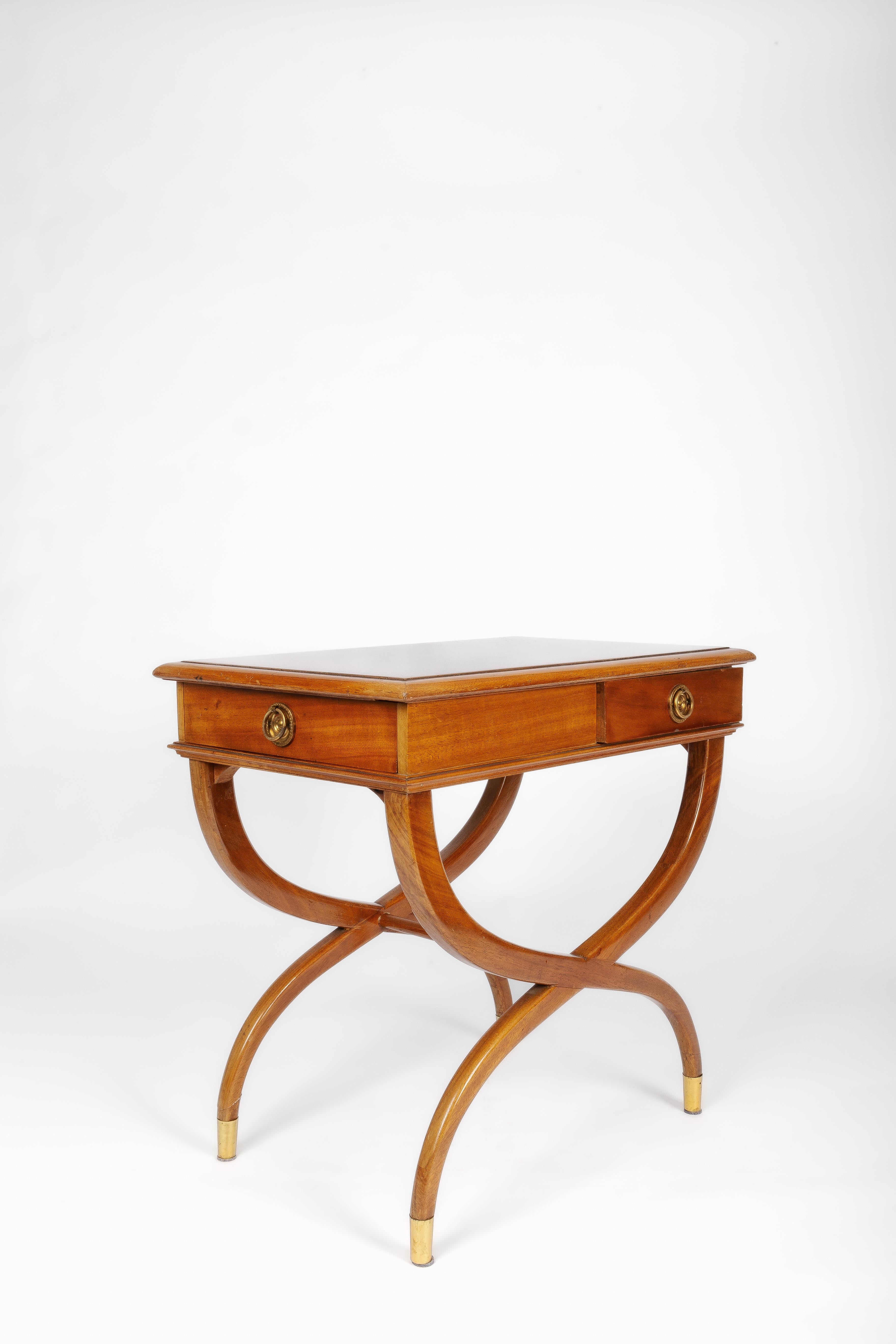Varnished 2 Night stands gondola form, 1940's regency style For Sale