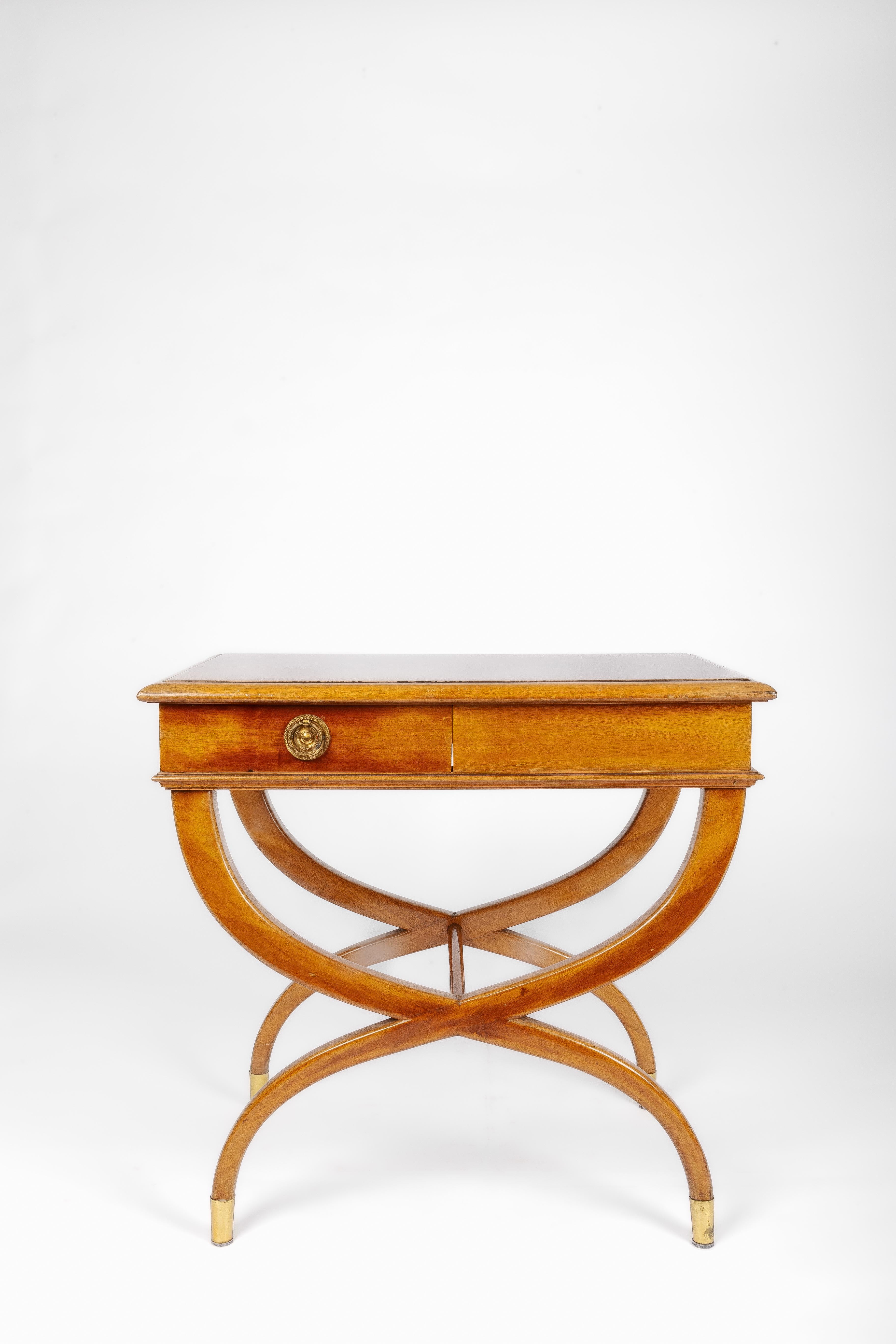 Fruitwood 2 Night stands gondola form, 1940's regency style For Sale