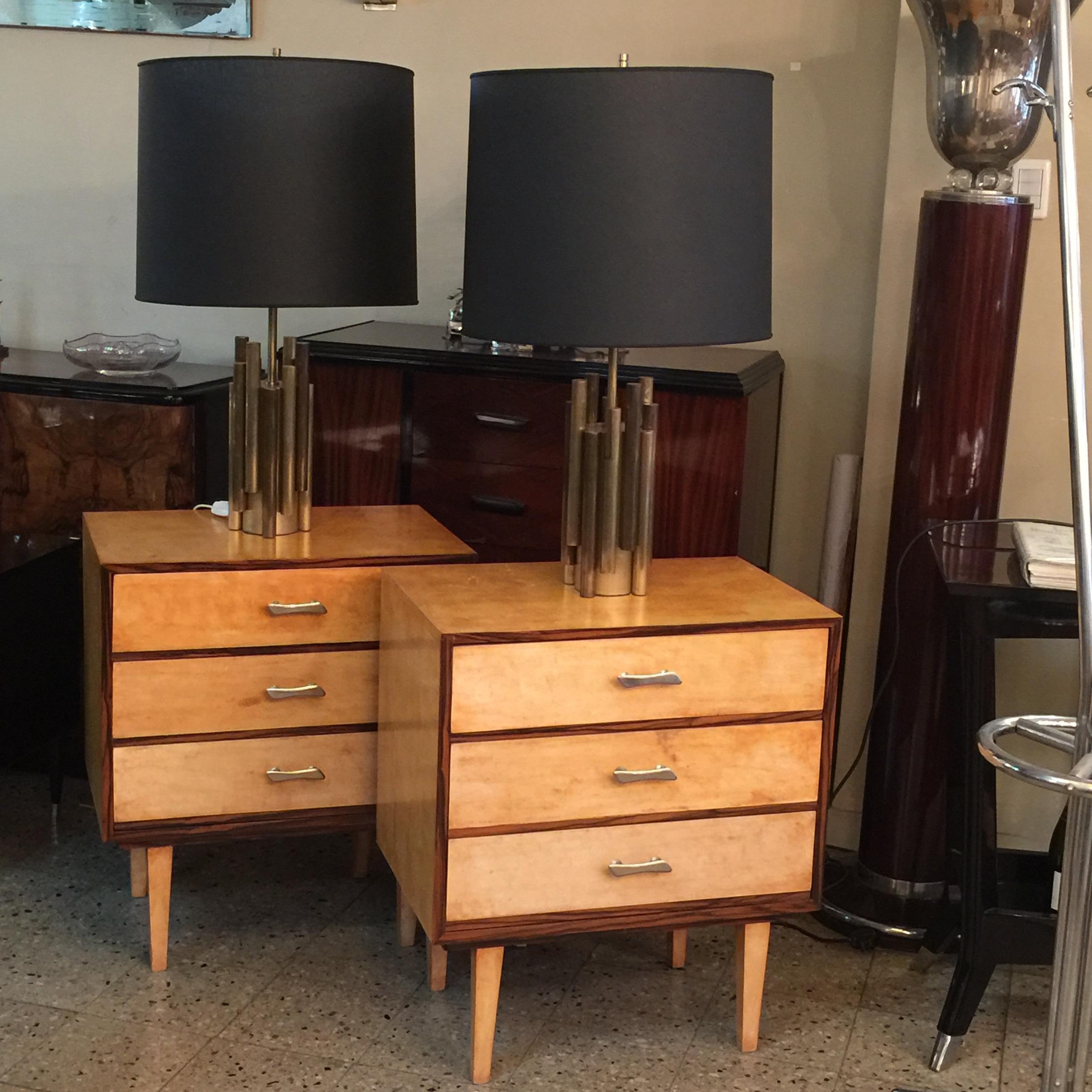 Space Age 2 Night Stands in 'Parchament Leather', and Wood, 1957, American For Sale