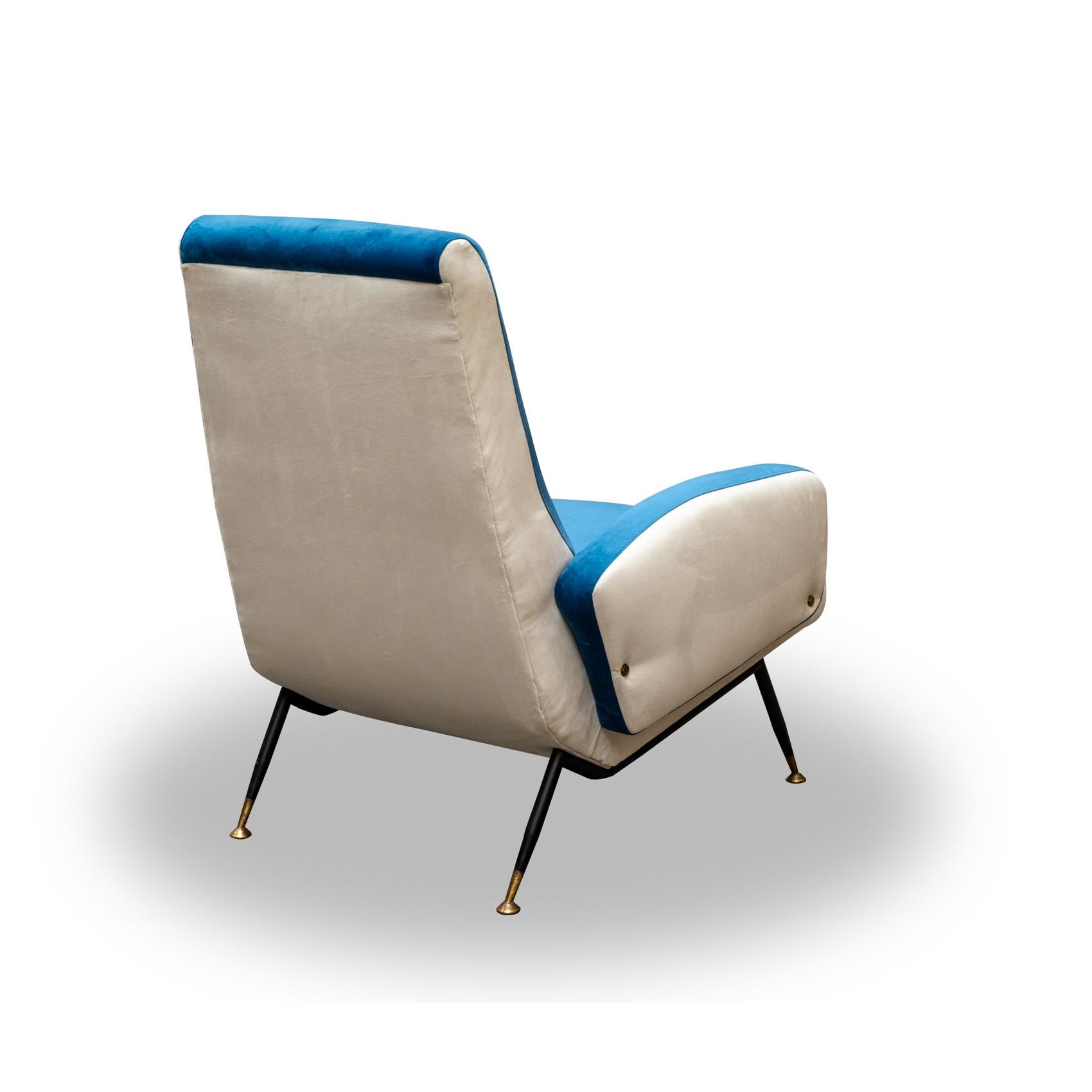 2 Nino Zoncada Mid-Century Modern Velvet Armchairs, Italy, 1955s In Good Condition In Lucca, IT