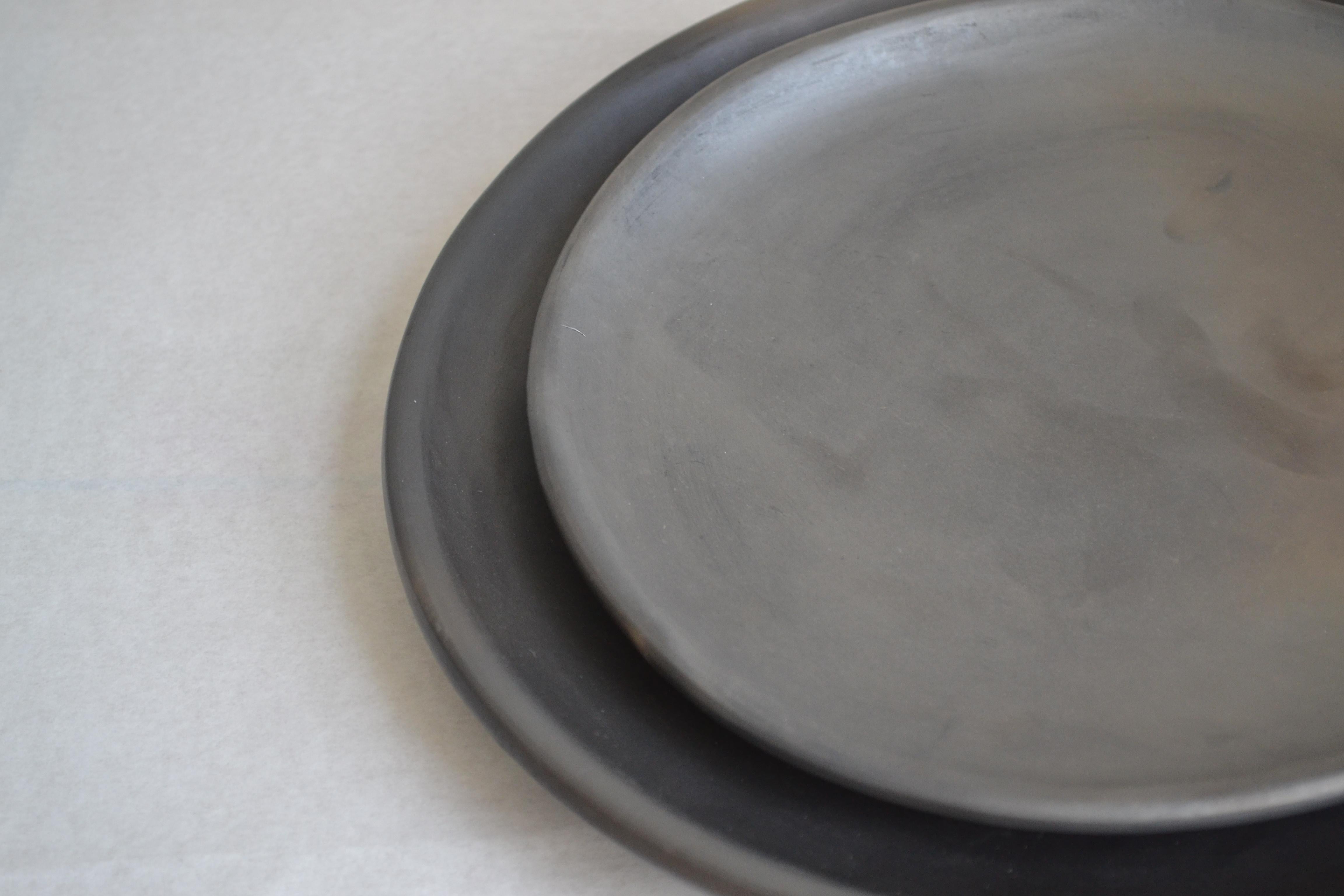 2 Oaxacan Black Clay 20 cm dessert Plates Handmade Tableware Barro Oaxaca For Sale 3