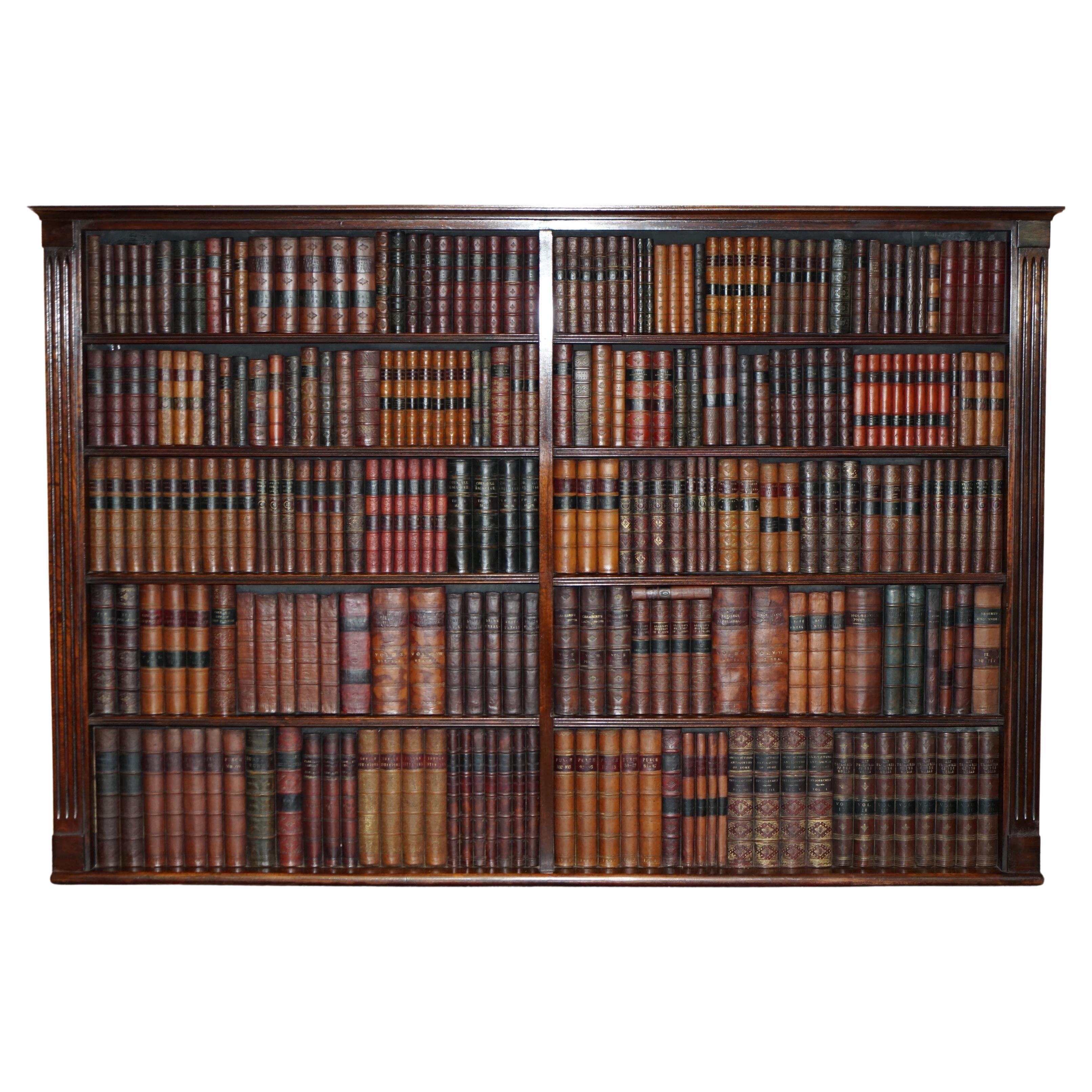2 OF 3 FULLY RESTORED RARE EXTRA LARGE 127X190CM FAUX BOOK LiBRARY WALL PANELS