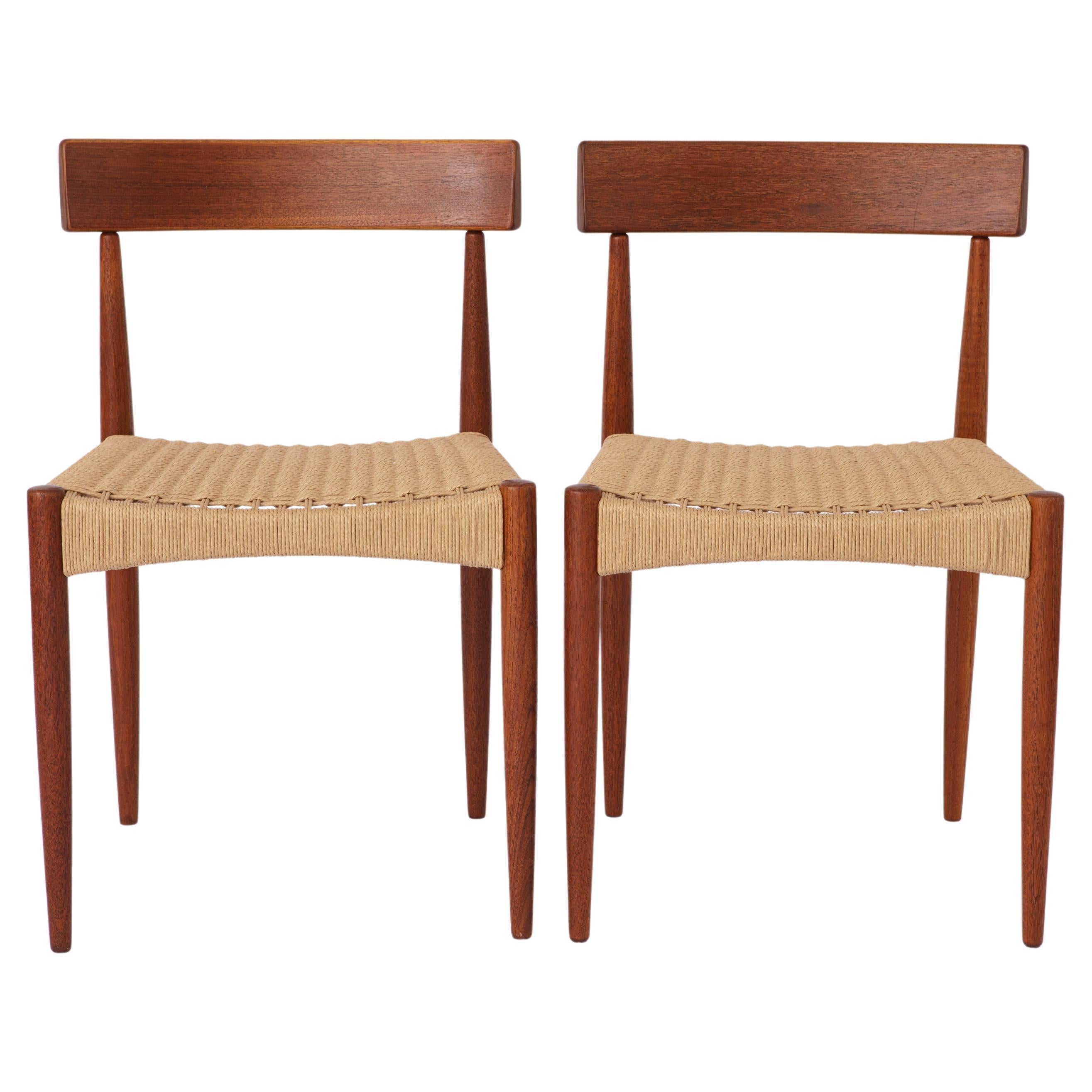 Pair Arne Hovmand Olsen chairs for Mogens Kold, 1960s Denmark, Teak, Set of 4