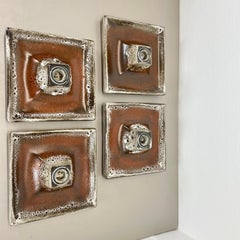 2 sur 4 appliques murales « Fat Lava » en céramique marron de la marque CUBIC, Hustadt Lights, Allemagne, 1970