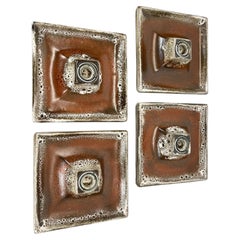 2 sur 4 appliques murales « Fat Lava » en céramique marron de la marque CUBIC, Hustadt Lights, Allemagne, 1970