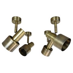 2 of 4 minimalist solid Brass "tube" SPOT Ceiling wall Lights, Italy 1970s