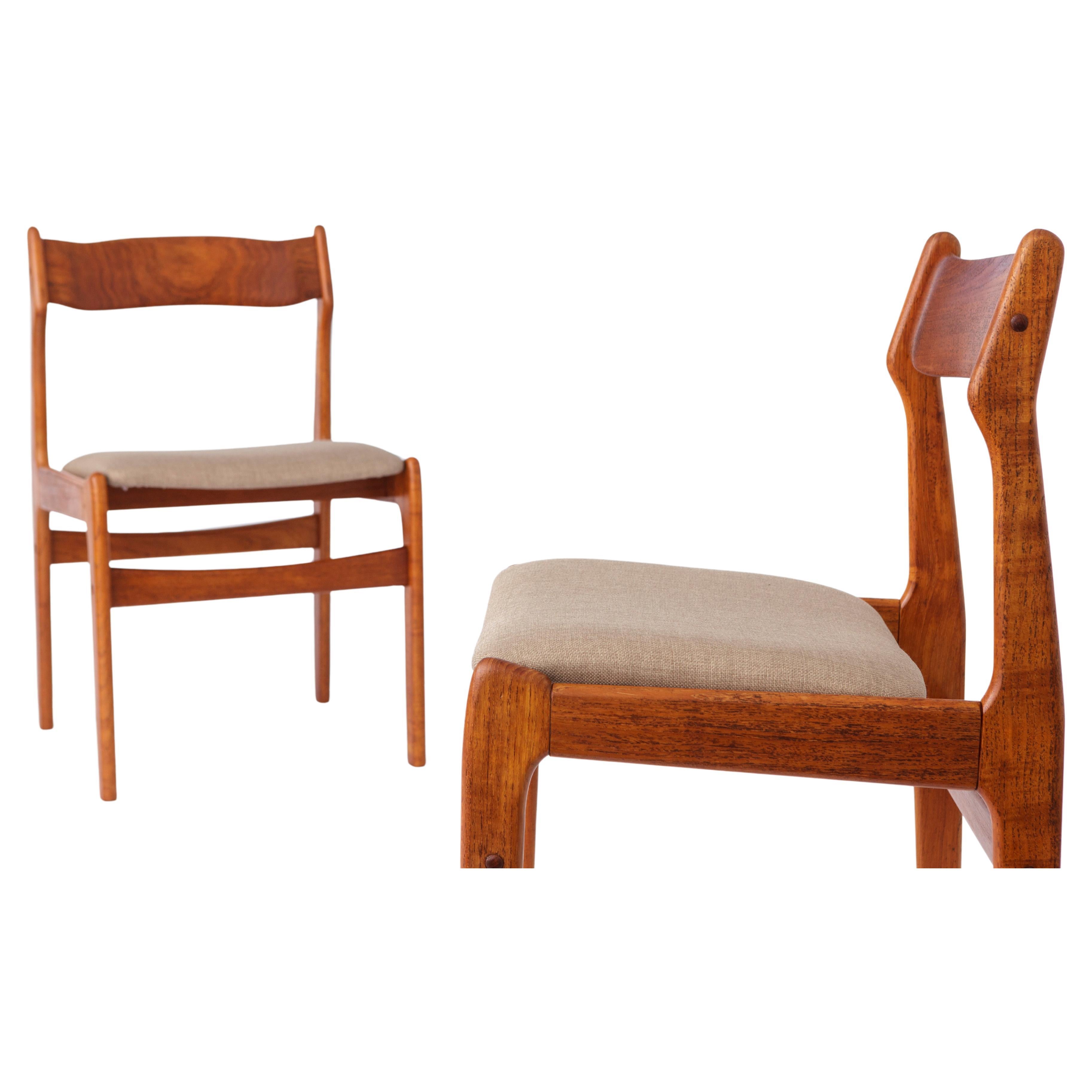2 von 5 dänischen Vintage-Stühlen, 1960er Jahre, Nussbaumholz-Stuhlrahmen