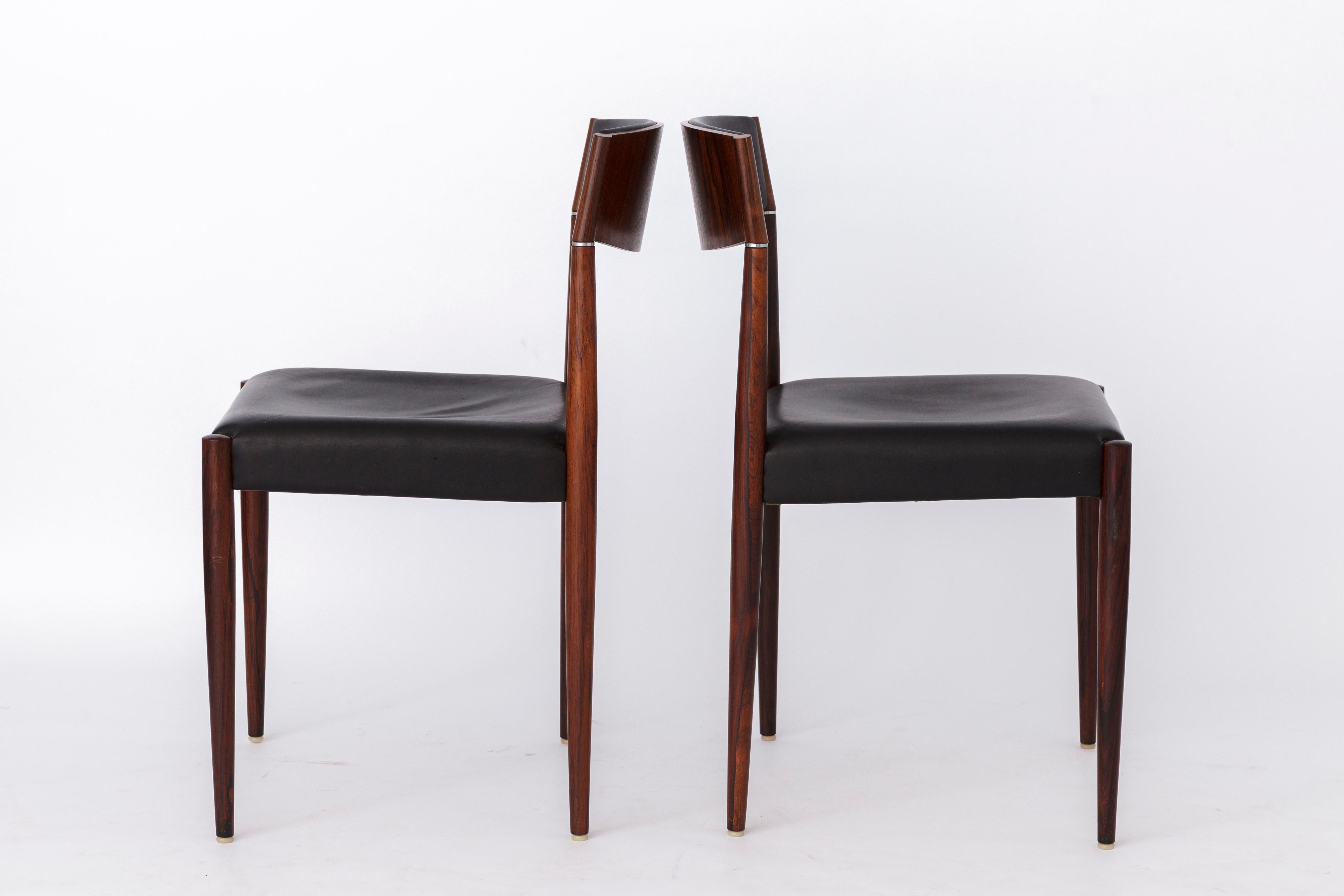 2 von 6 Vintage-Stühlen, 1960er Jahre, Deutschland, Palisanderholz und Leder (Teakholz) im Angebot