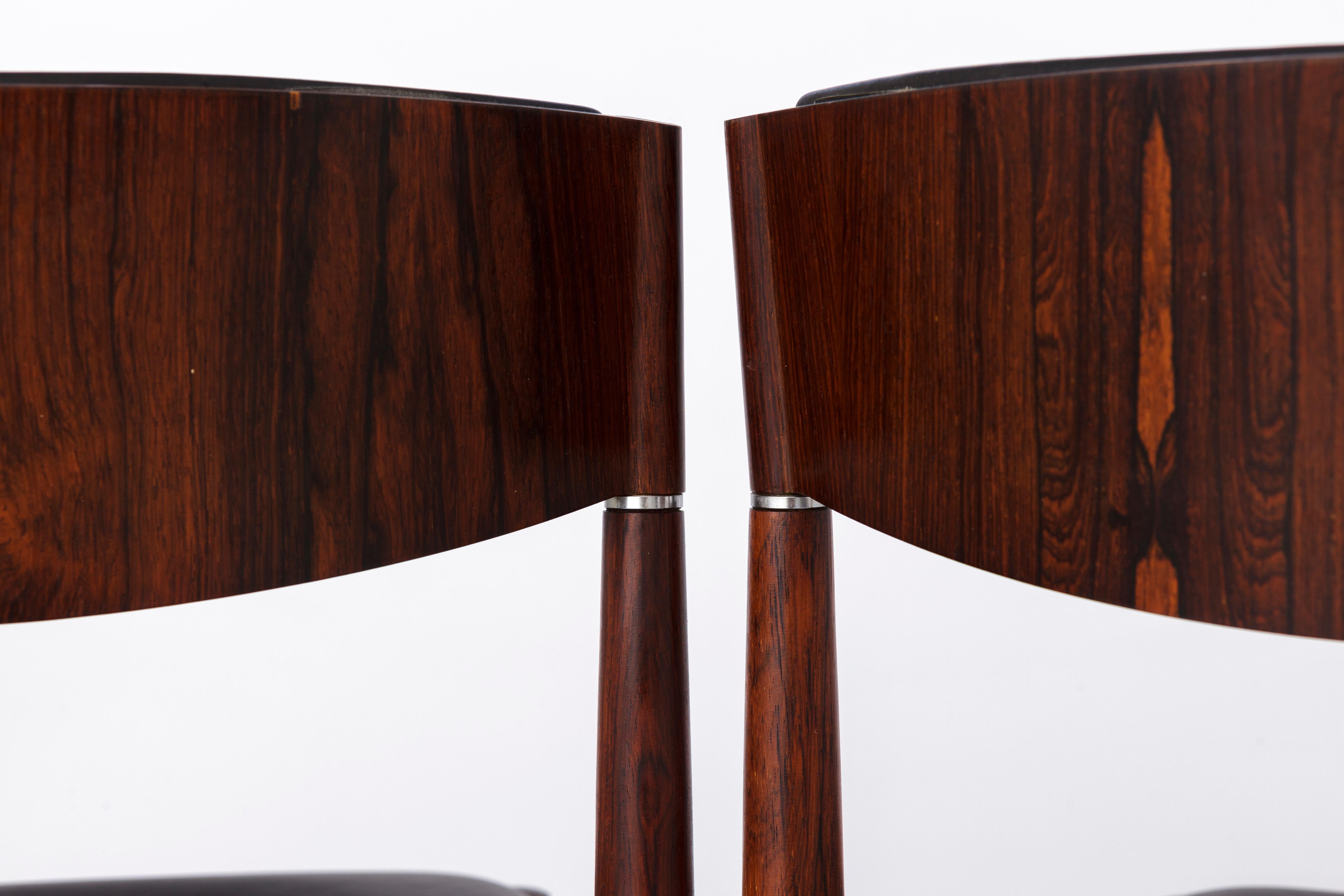 2 von 6 Vintage-Stühlen, 1960er Jahre, Deutschland, Palisanderholz und Leder im Angebot 2
