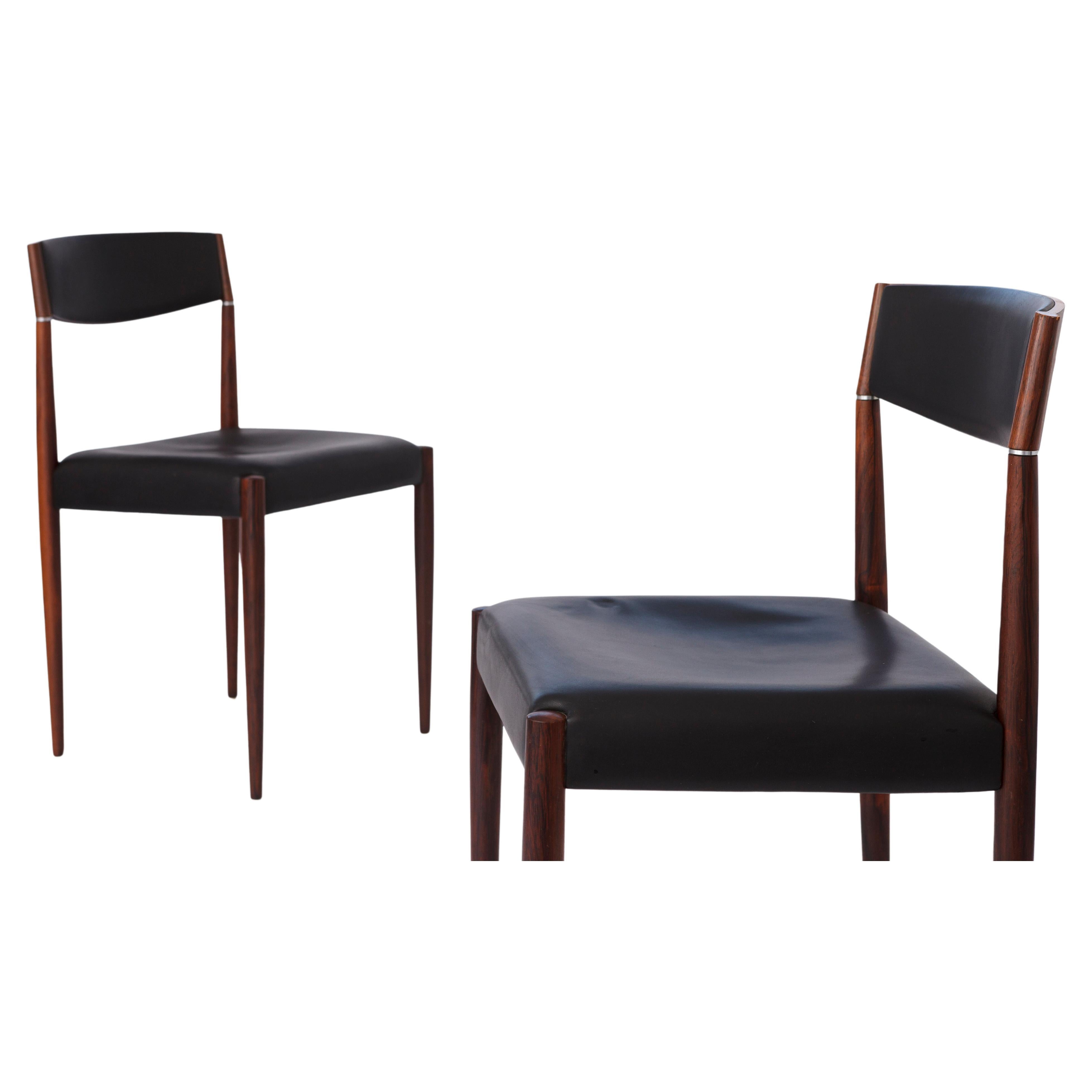 2 von 6 Vintage-Stühlen, 1960er Jahre, Deutschland, Palisanderholz und Leder im Angebot