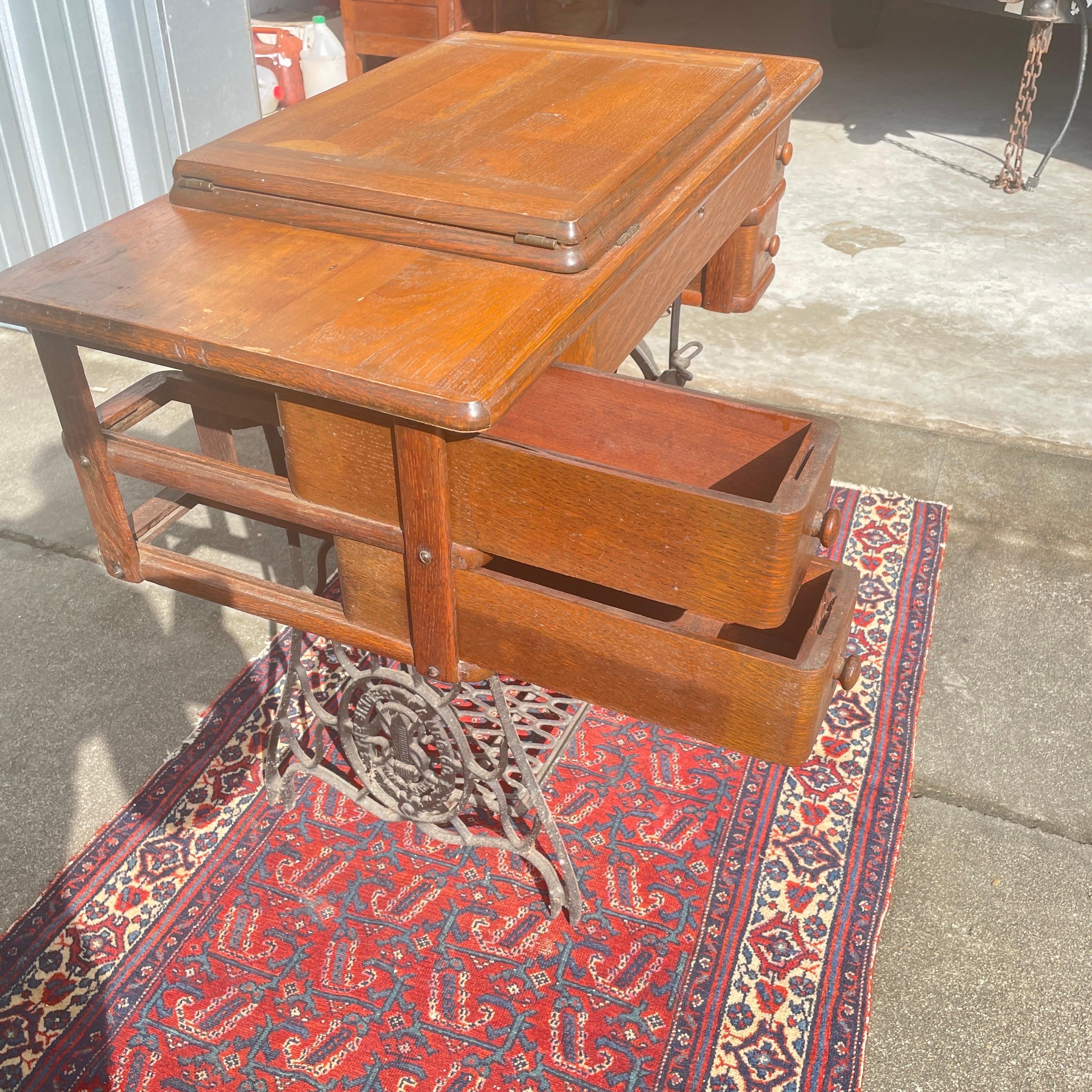 Iron Vintage Singer Sewing Machine - Work Table For Sale
