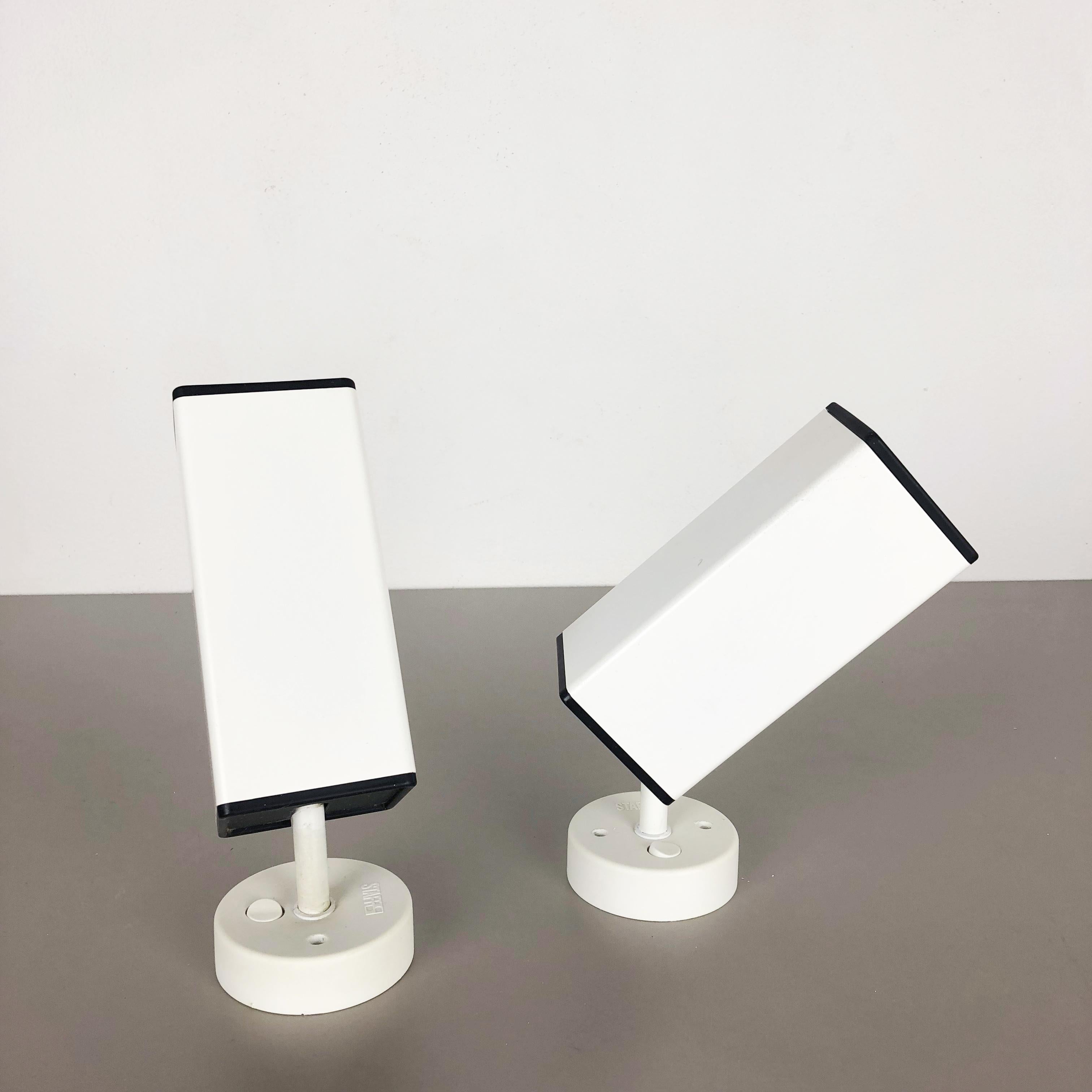 Mid-Century Modern 2 of 8 Modernist 1970s German White Spot Wall Lights by Staff Lights, Germany