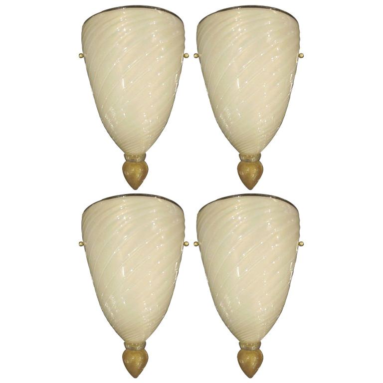 2 of Pairs Italian Mid-Century Modern Venetian / Murano Glass Sconces, Barovier