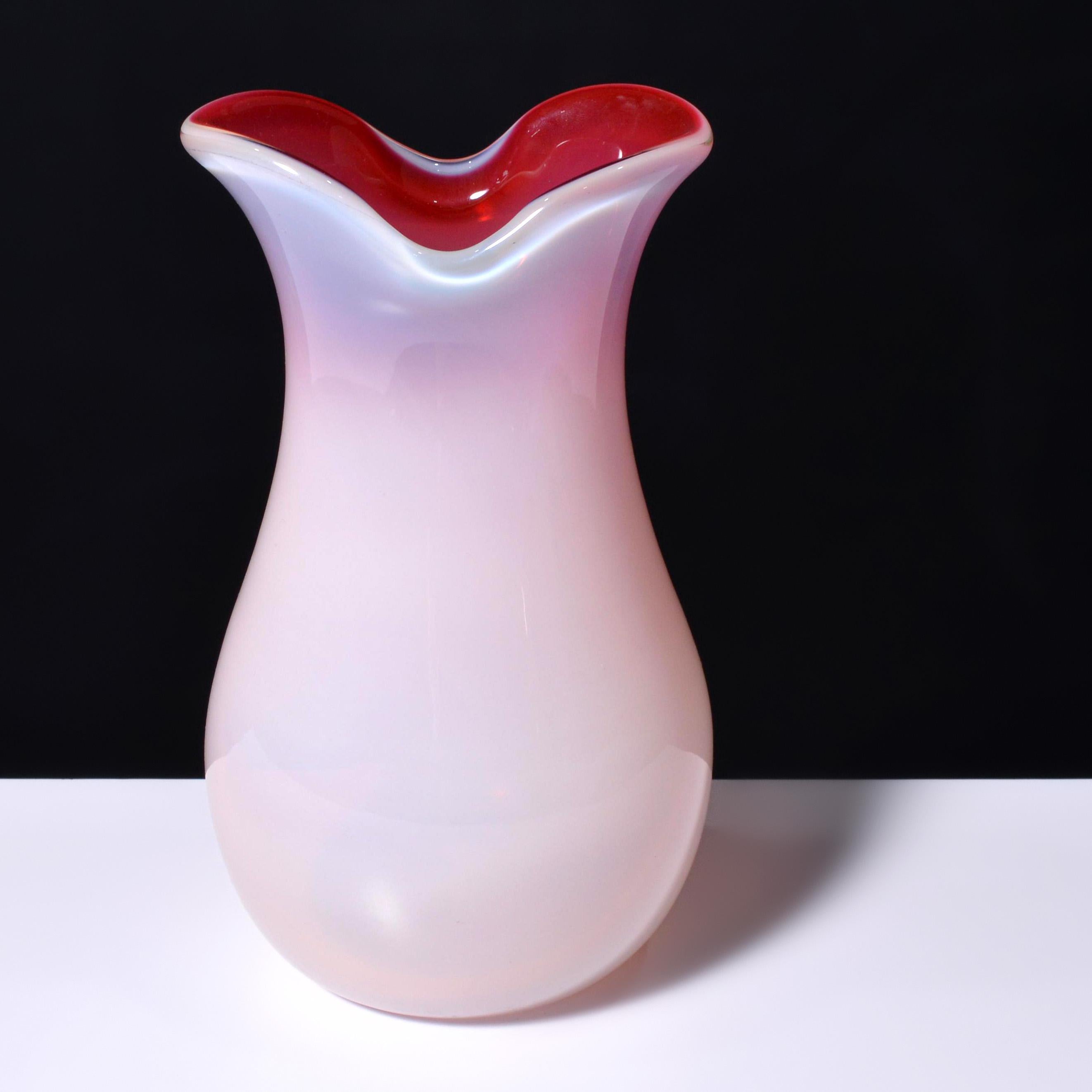 Mid-Century Modern 2 OPALINO Vessels Attributed to Archimede Seguso & Unknown, L. Pina Collection For Sale