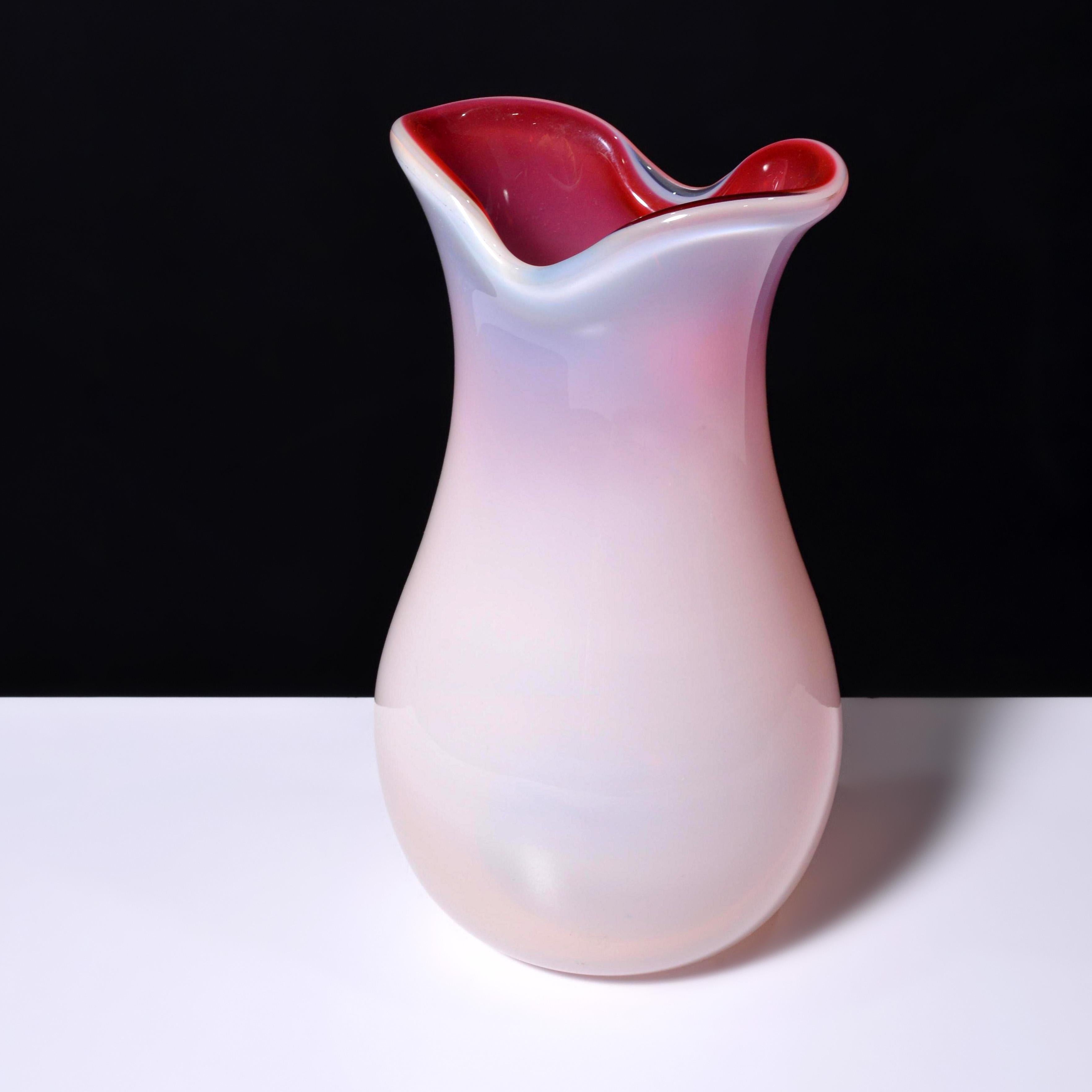 20th Century 2 OPALINO Vessels Attributed to Archimede Seguso & Unknown, L. Pina Collection For Sale