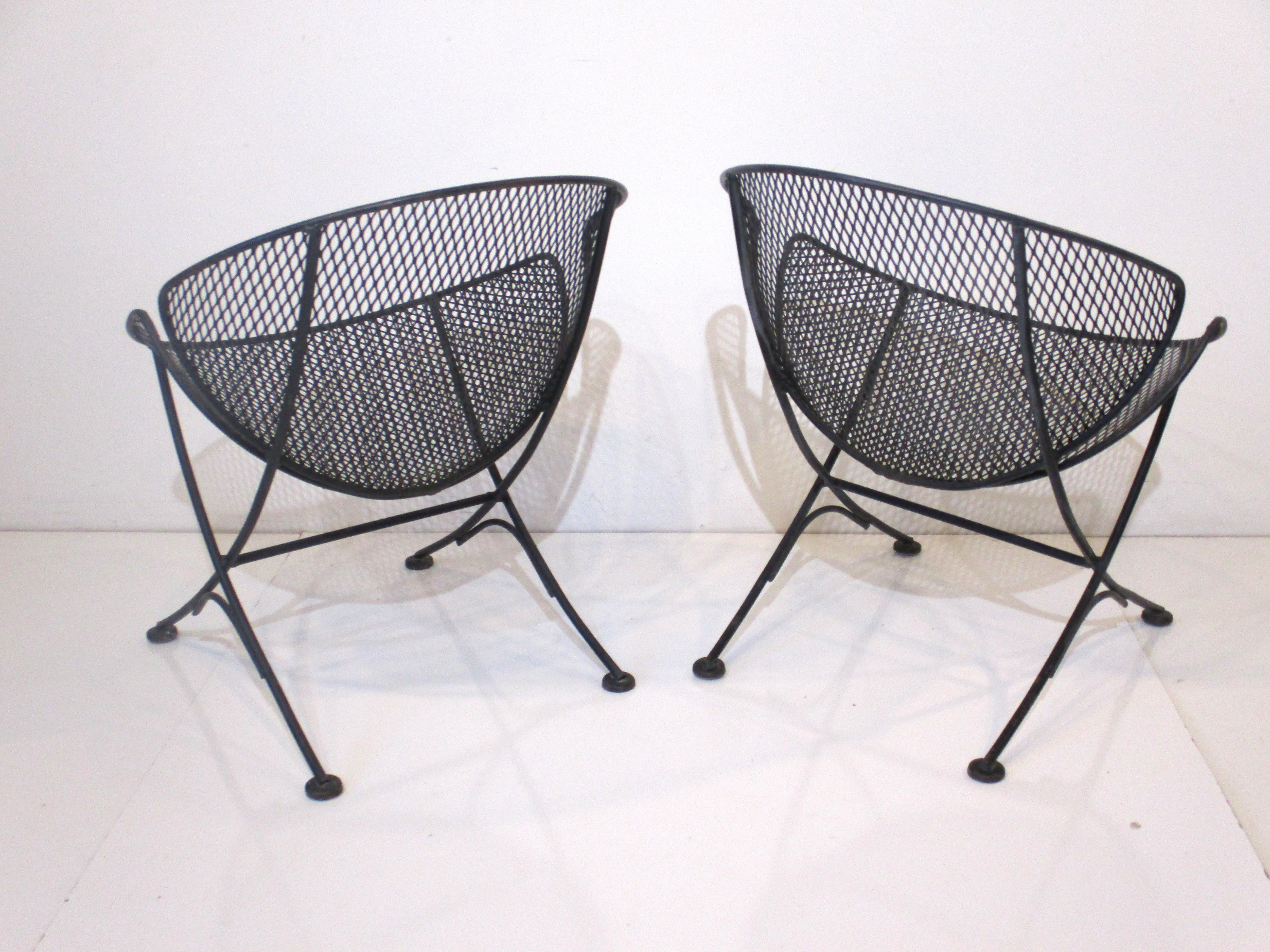 Mid-Century Modern 2 Orange Slice Mesh Chairs by Maurizio Tempestini for Salterini