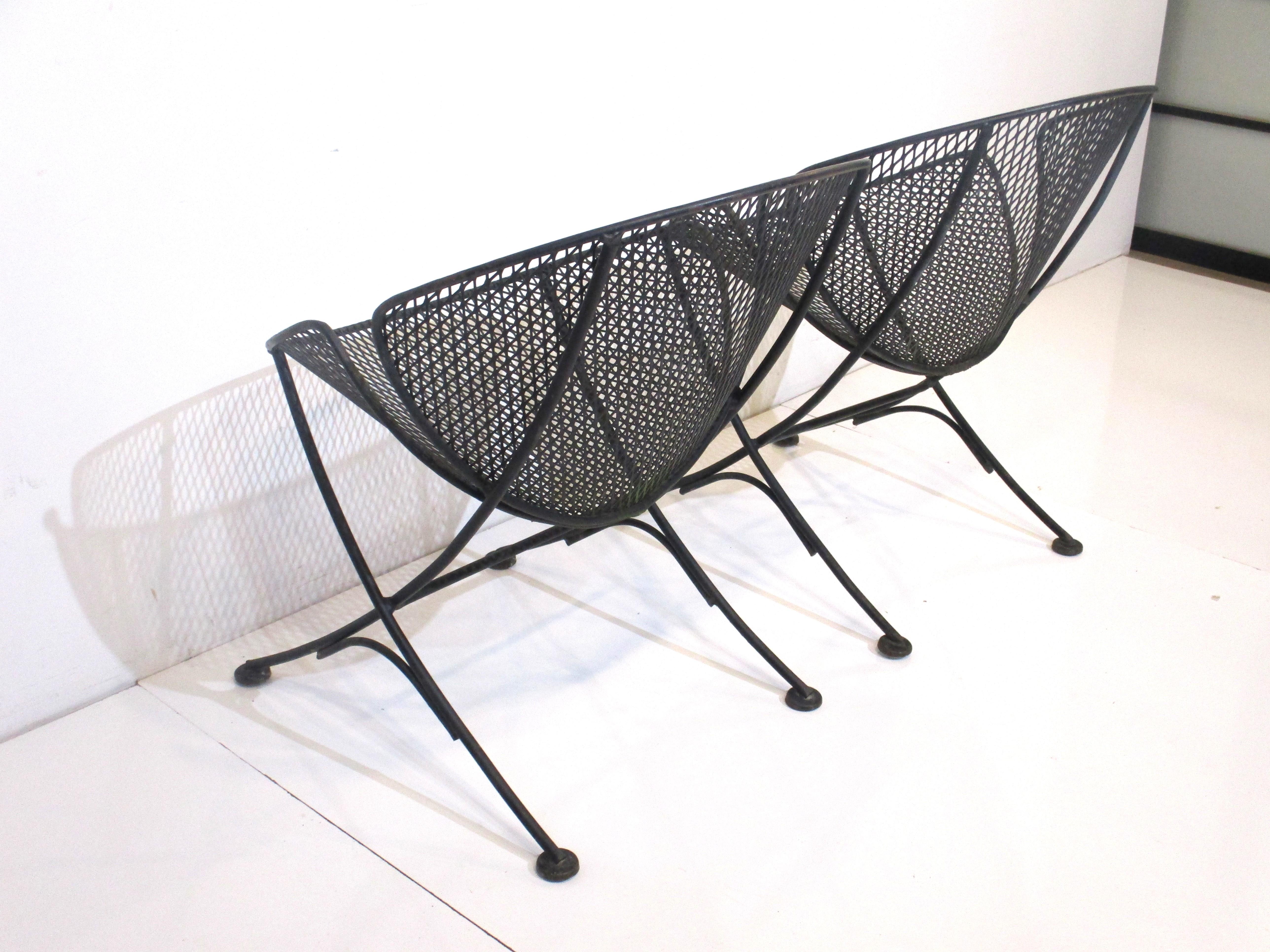 2 Orange Slice Mesh Chairs by Maurizio Tempestini for Salterini In Good Condition In Cincinnati, OH