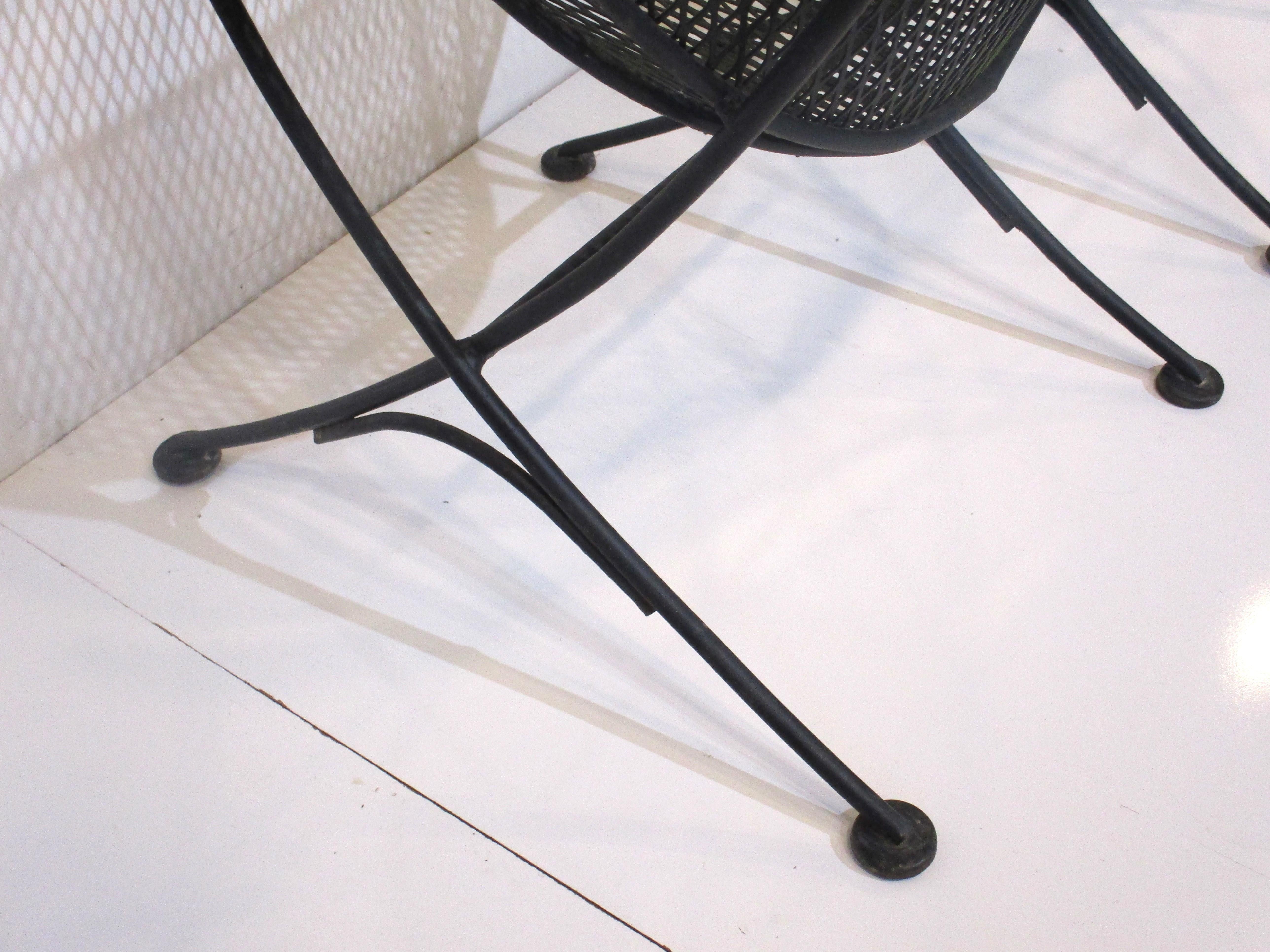 Iron 2 Orange Slice Mesh Chairs by Maurizio Tempestini for Salterini