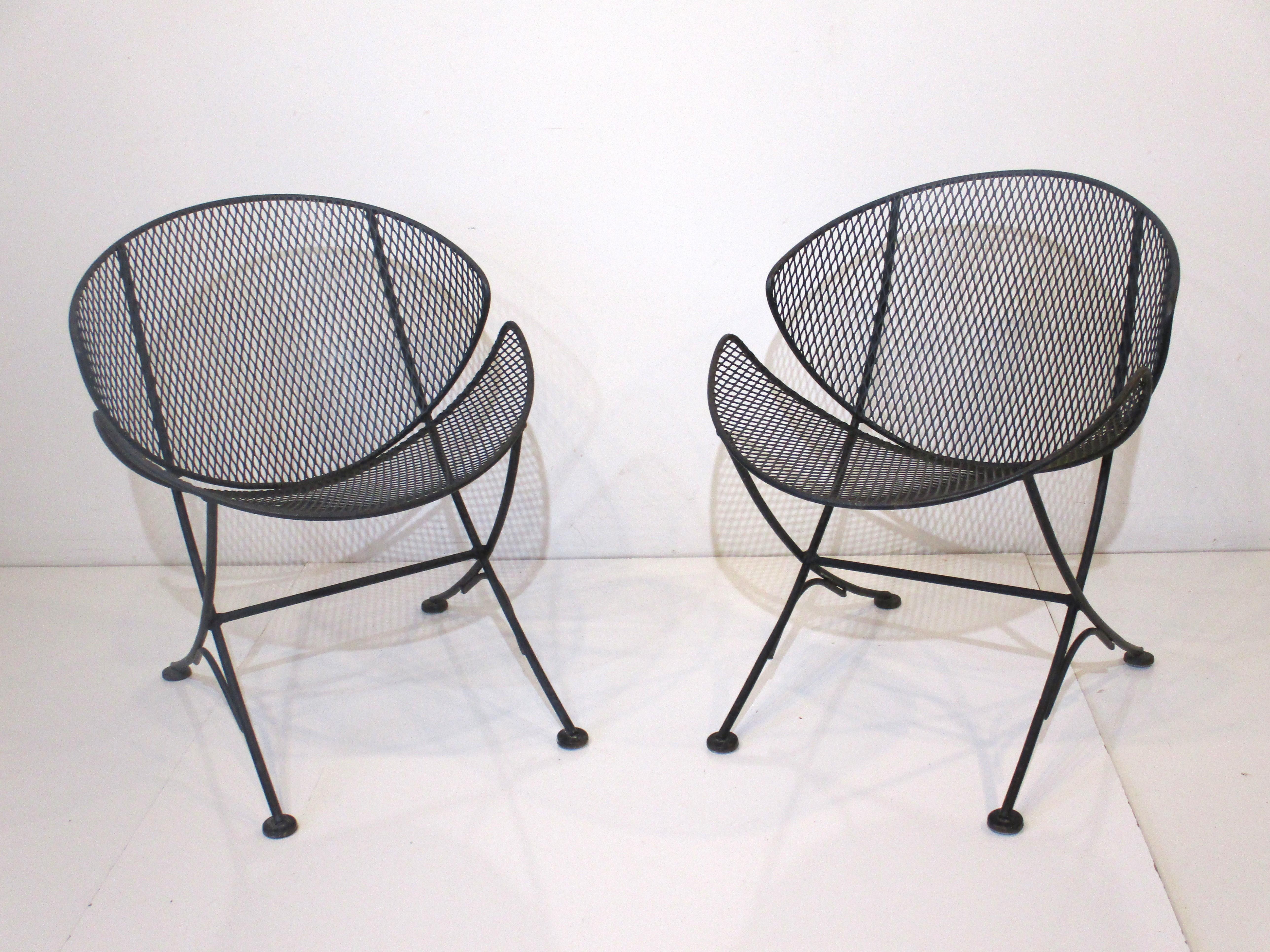 2 Orange Slice Mesh Chairs by Maurizio Tempestini for Salterini 1
