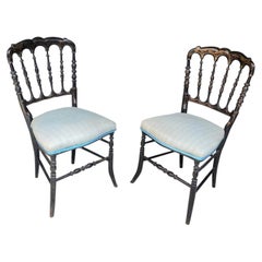 2 Original Chiarivari Napoleon III Ebonized Chairs, France, 1850s
