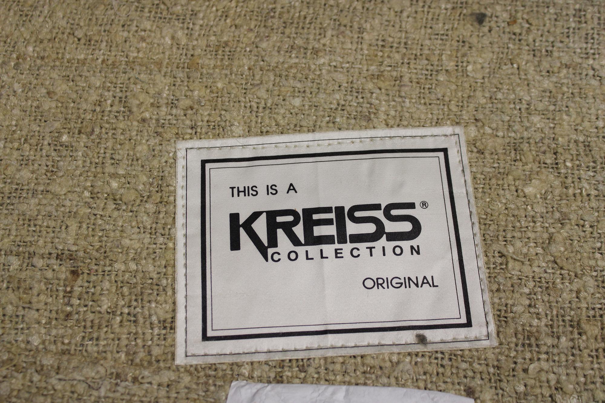 2 Original Kreiss Collection Modern Nubby Linen Fabric Club Arm Library Chairs In Good Condition For Sale In Dayton, OH