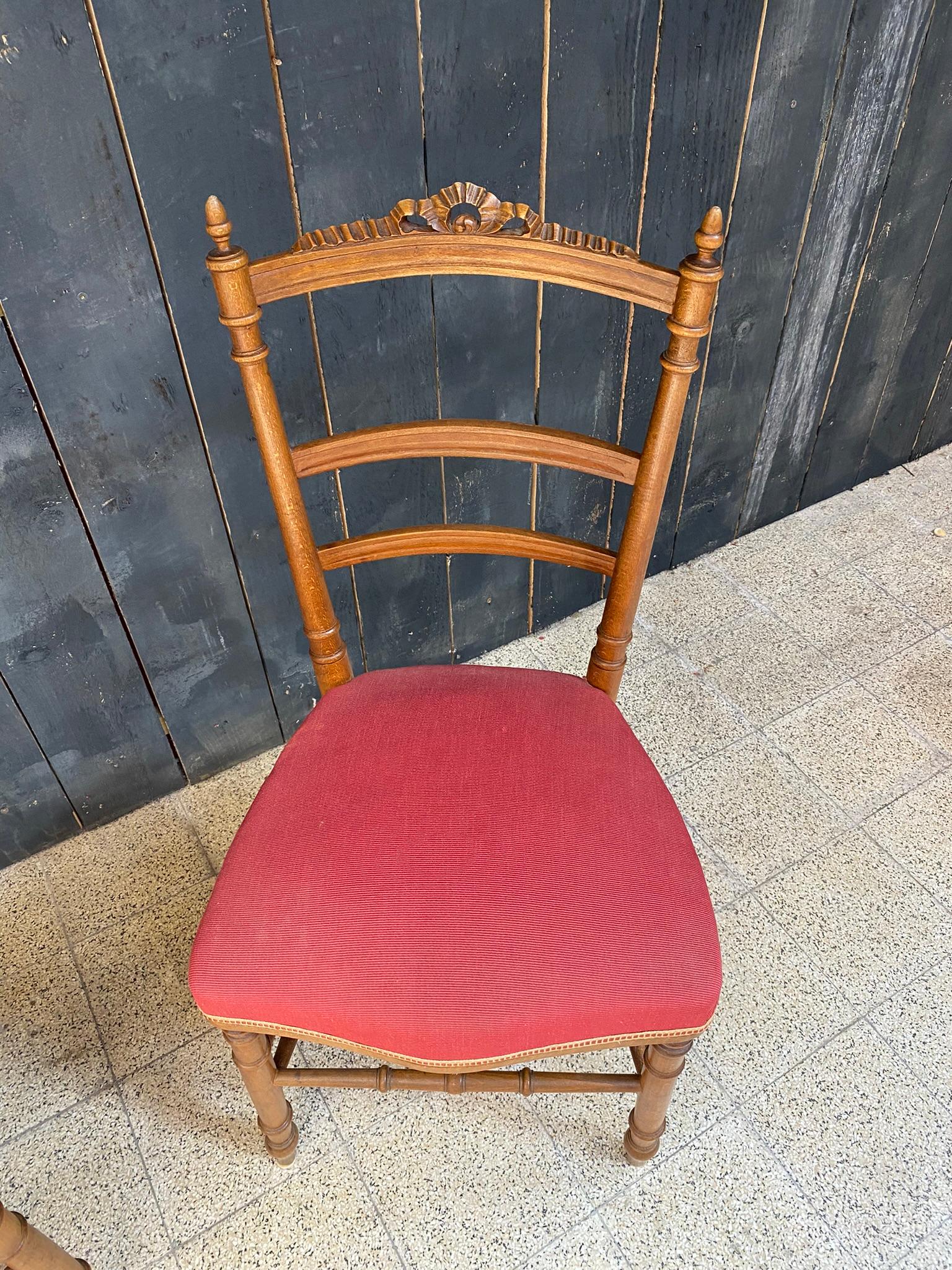 Hêtre 2 chaises originales Napoléon III, France, années 1850 en vente
