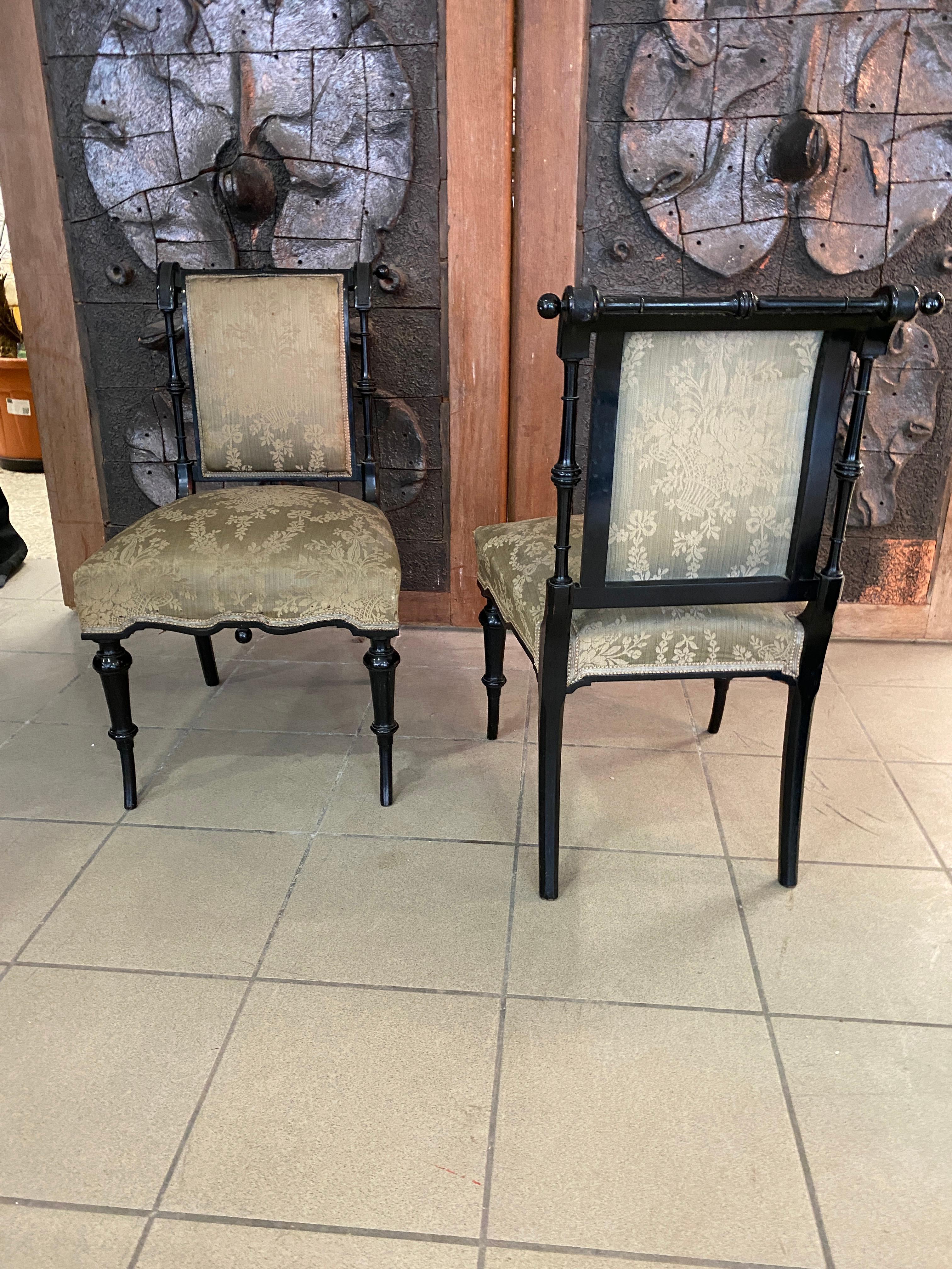 2 Original Napoleon III Ebonized Chairs, France, 1850s For Sale 6