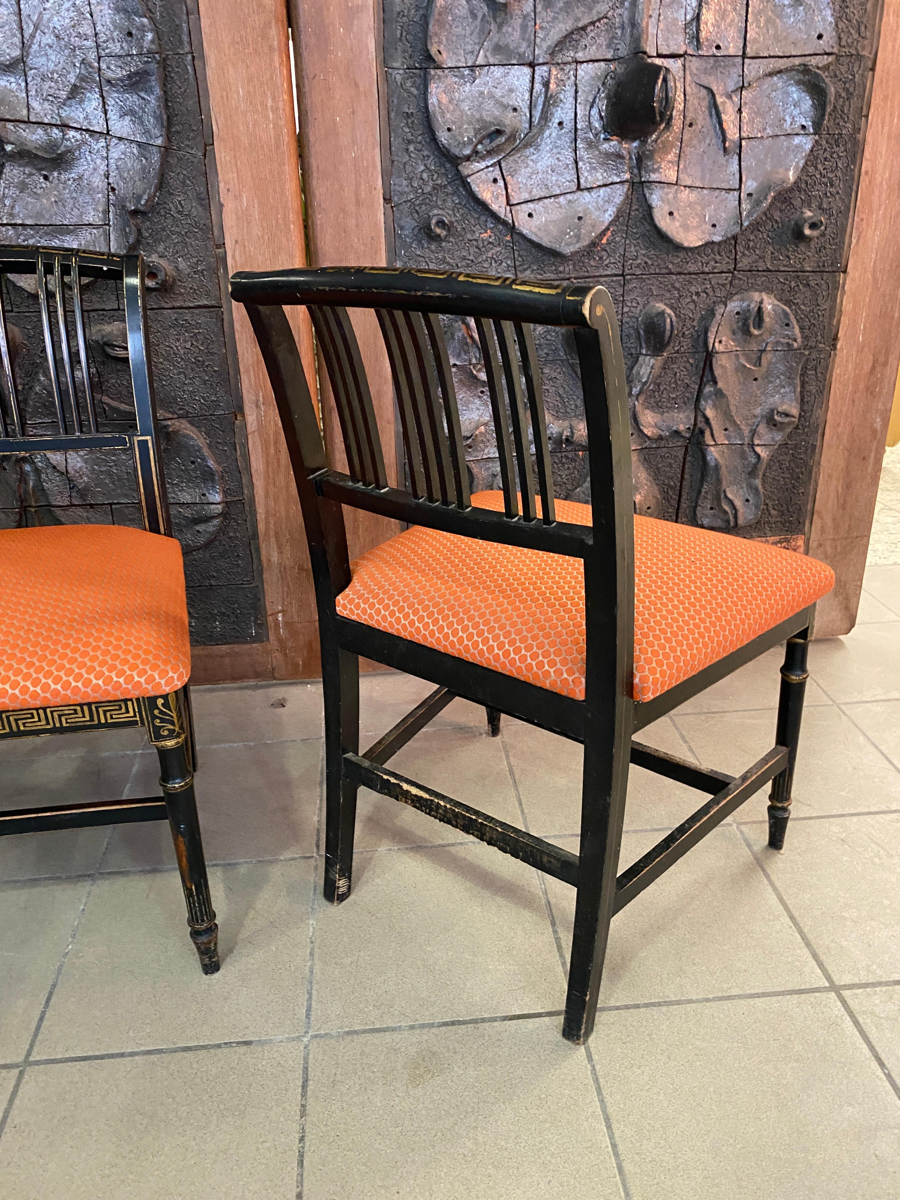 French 2 Original Napoleon III Ebonised Chairs, France, 1850s For Sale