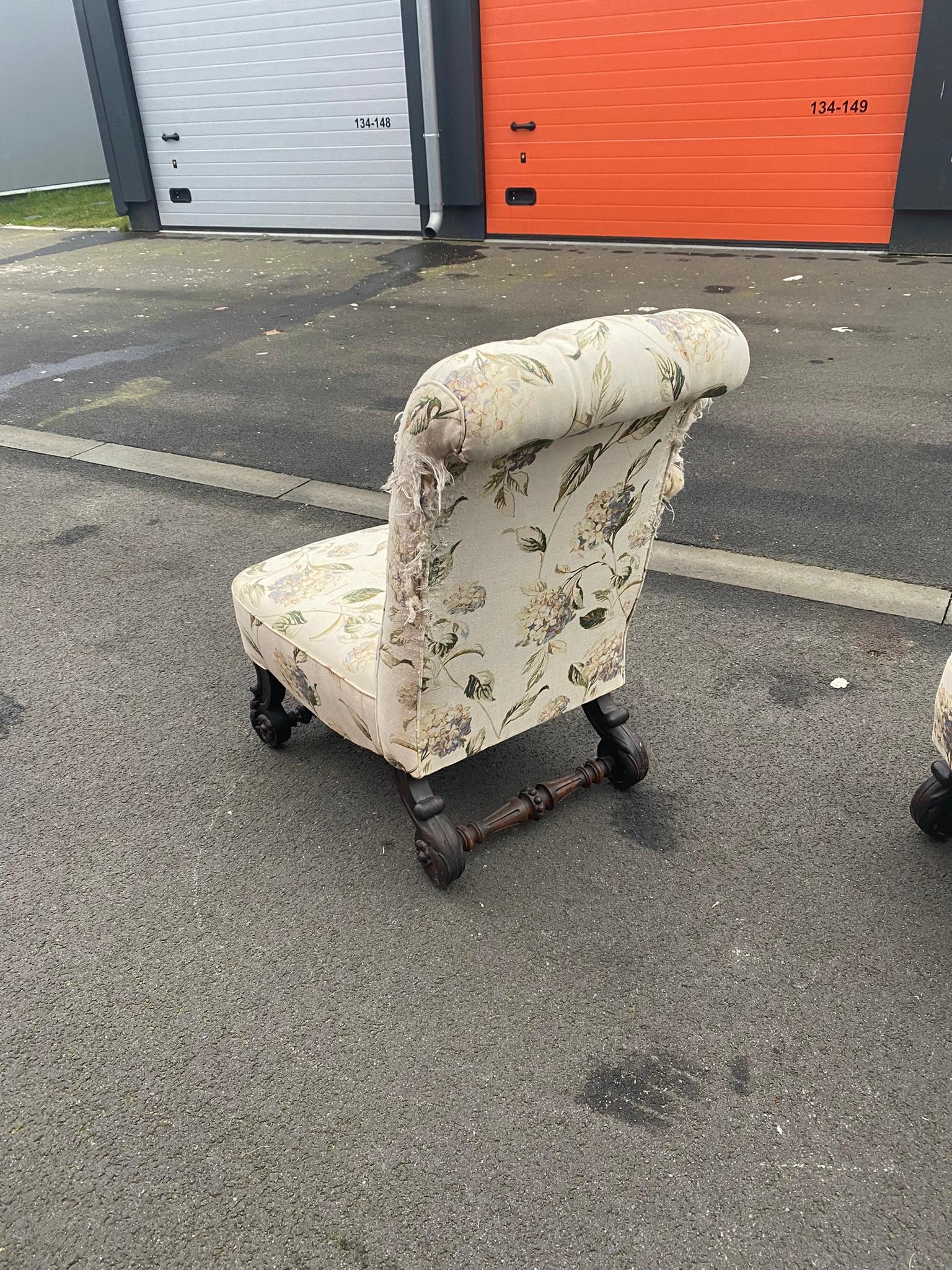 2 Original Napoleon III Low Chairs, France, 1850s For Sale 1