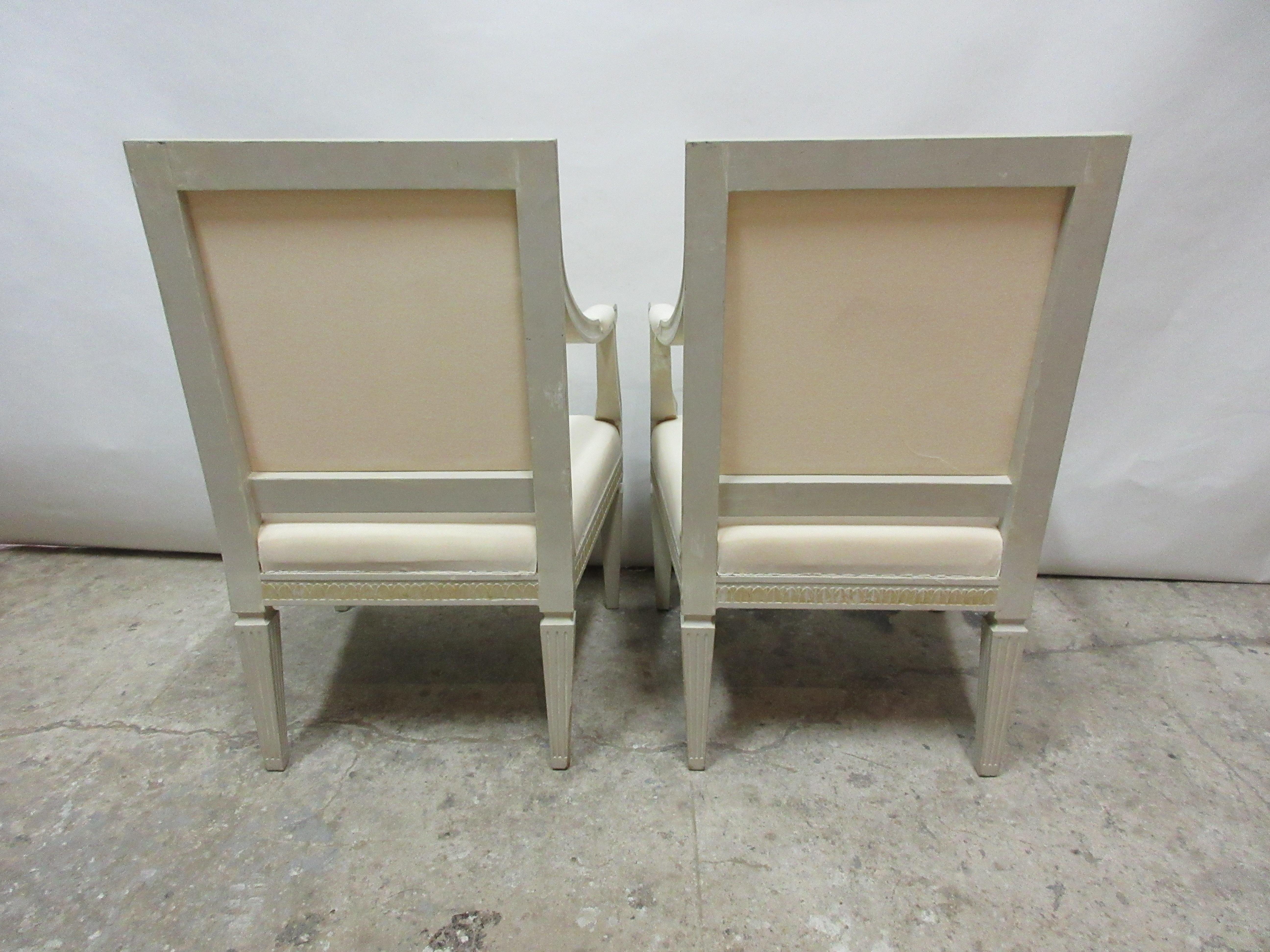 2 Original Paint Swedish Gustavian Armchairs In Distressed Condition In Hollywood, FL