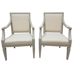 2 Original Paint Swedish Gustavian Armchairs