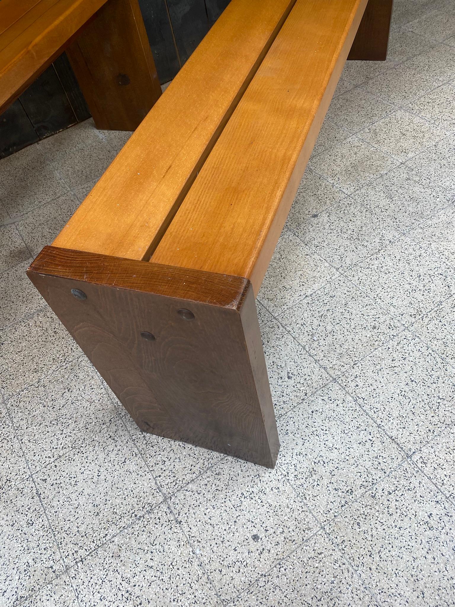2 Original Stained Beech Benches circa 1950/1960 For Sale 4