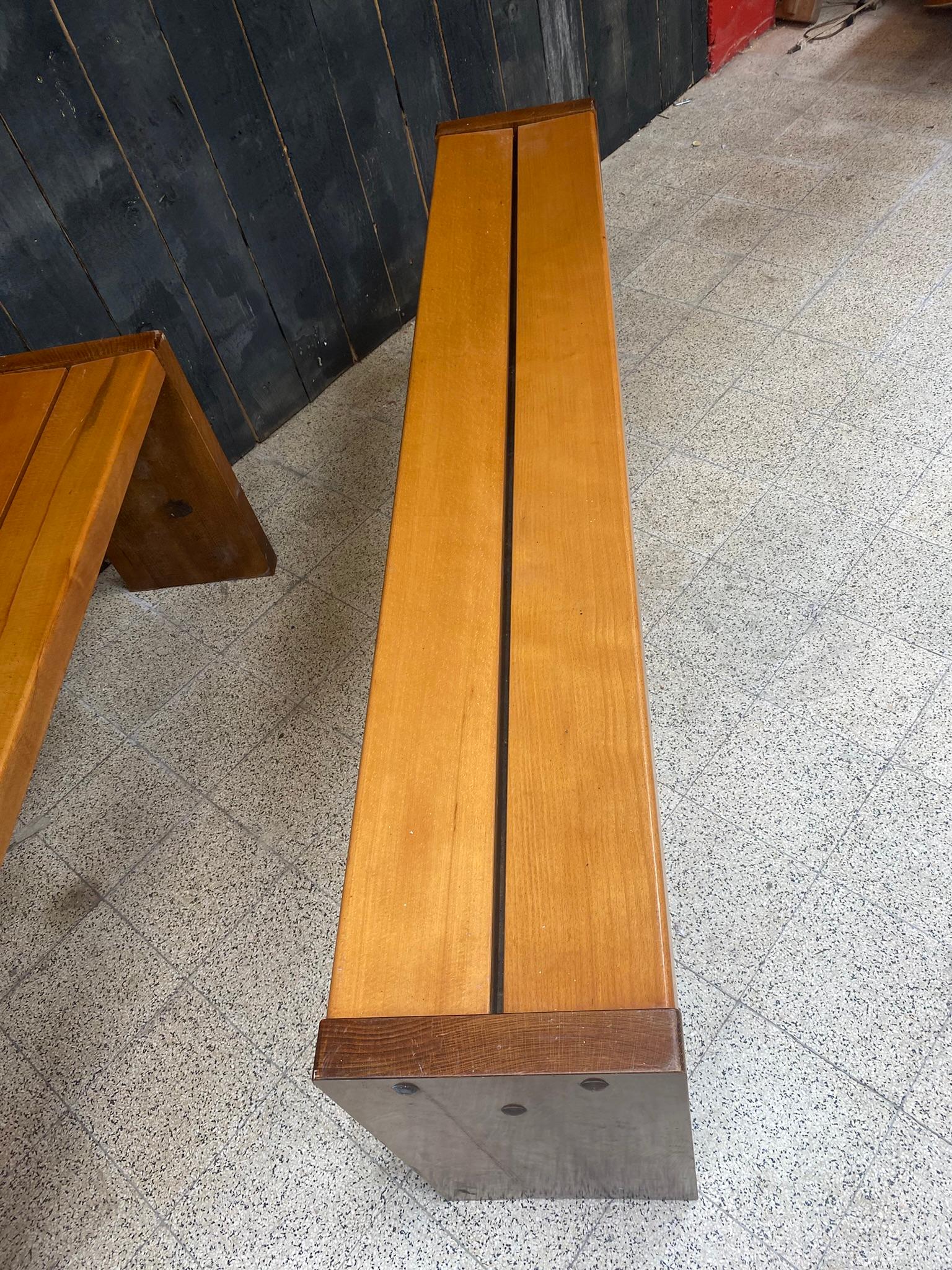 Mid-Century Modern 2 Original Stained Beech Benches circa 1950/1960 For Sale