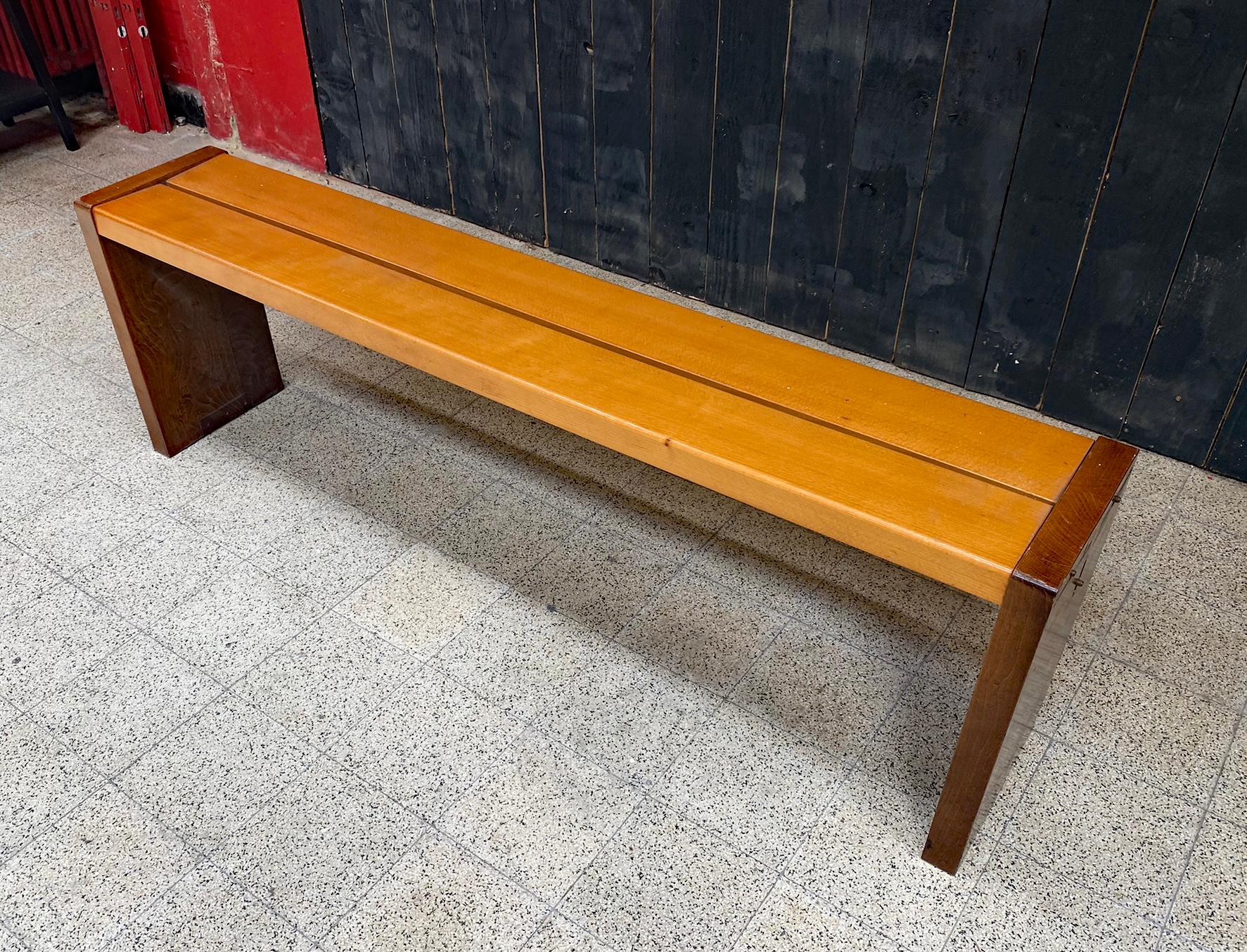 French 2 Original Stained Beech Benches circa 1950/1960 For Sale