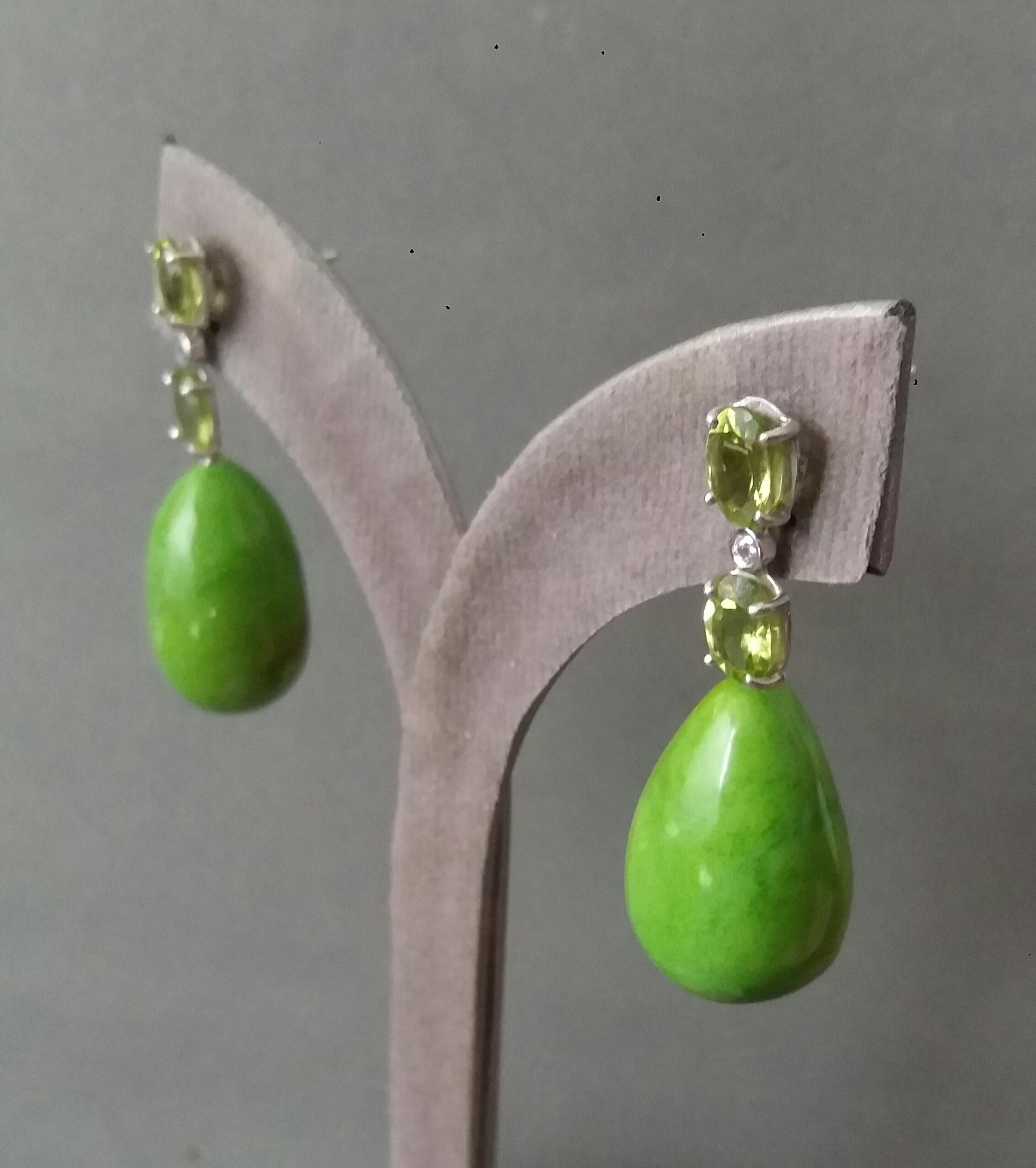 2 Oval Peridot Gold Diamonds 2 Green Turkmenistan Turquoise Drops Earrings For Sale 8