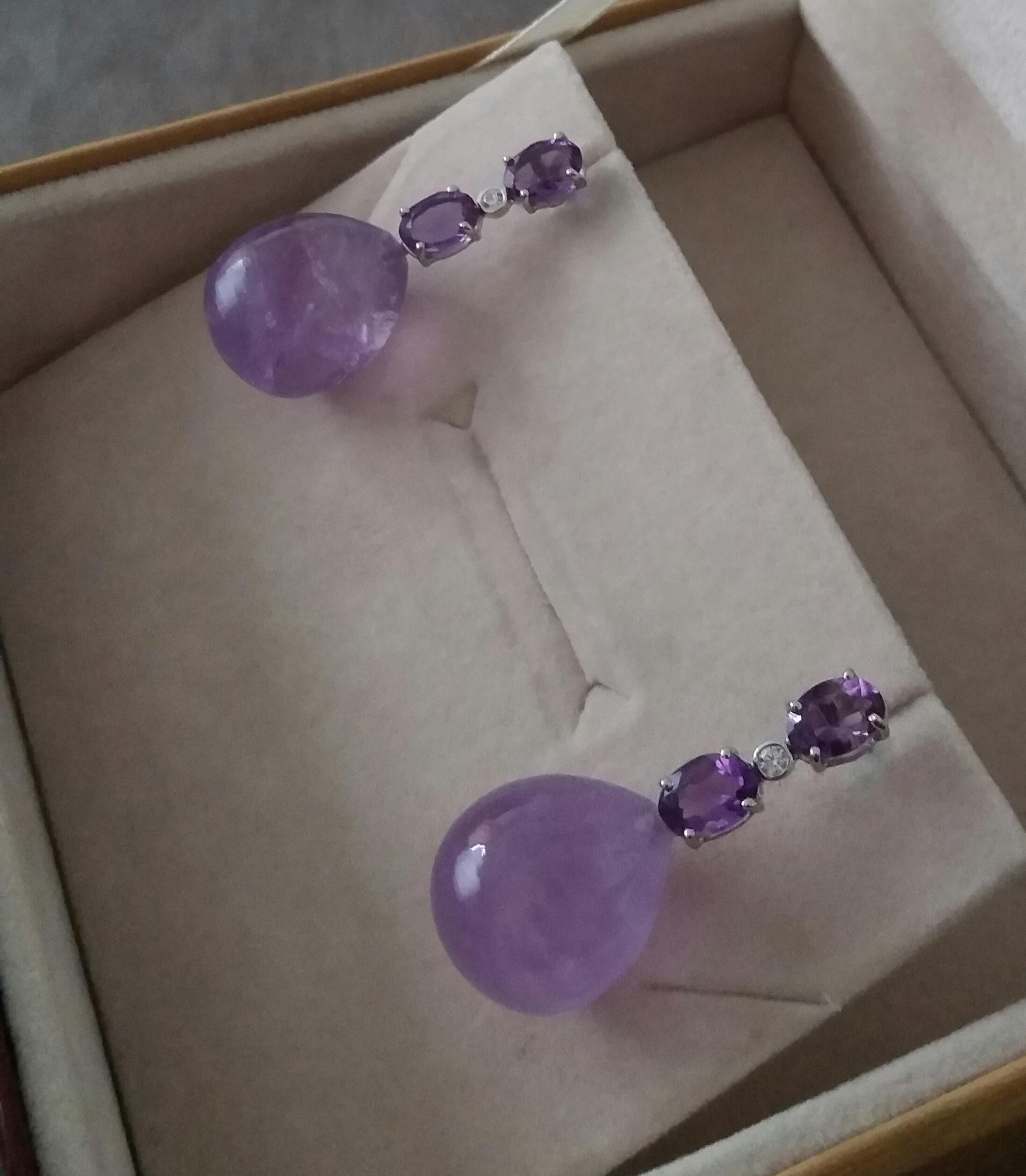 2 Orecchini a goccia in oro con ametista sfaccettata di forma ovale 2 Orecchini a goccia in ametista tonda semplice in vendita 4