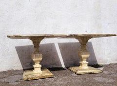 2 Painted Faux Marble Side Tables Or Sofa Ends, 20th Century