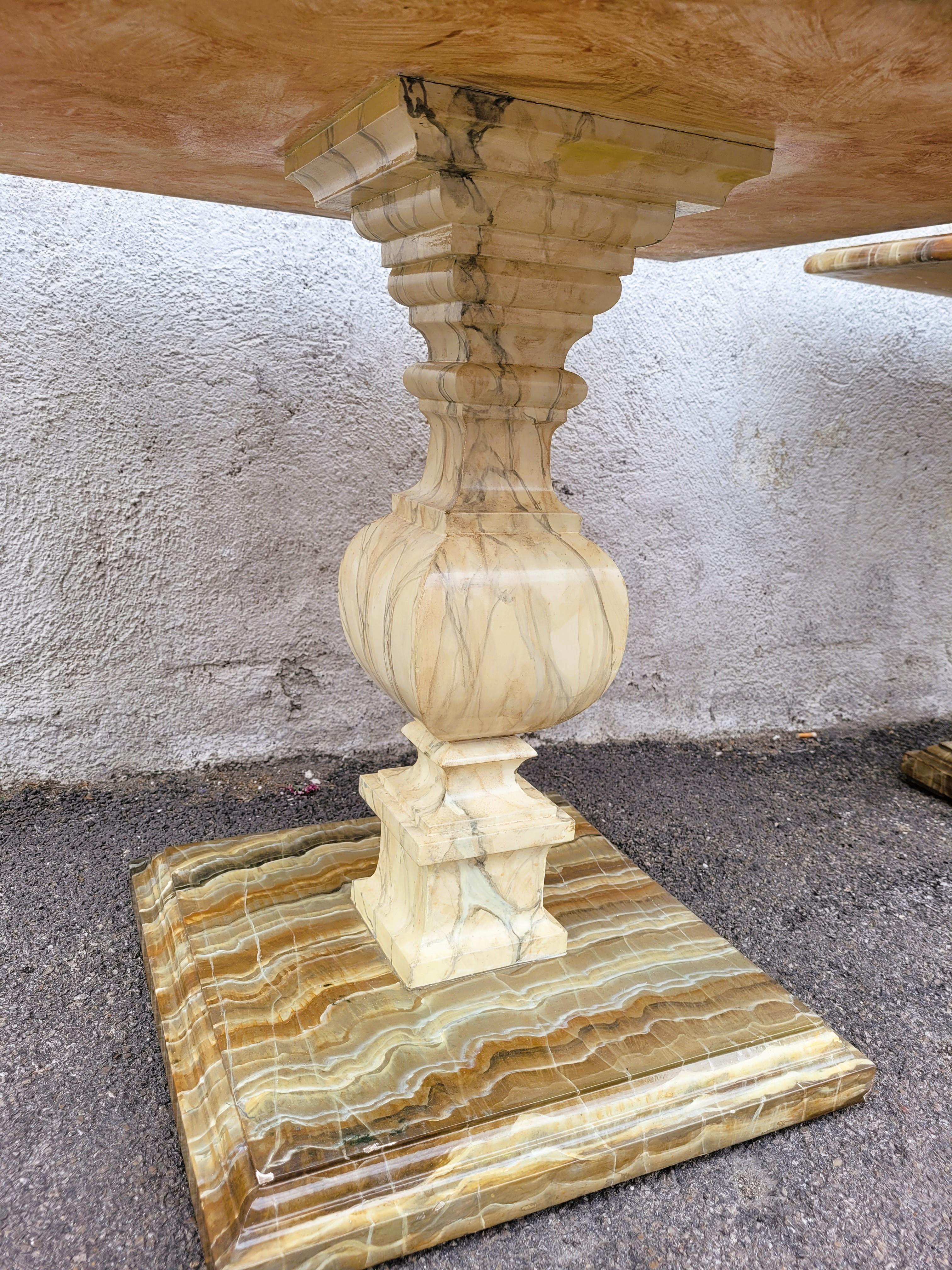 Napoleon III 2 Painted Faux Marble Side Tables Or Sofa Ends, 20th Century For Sale