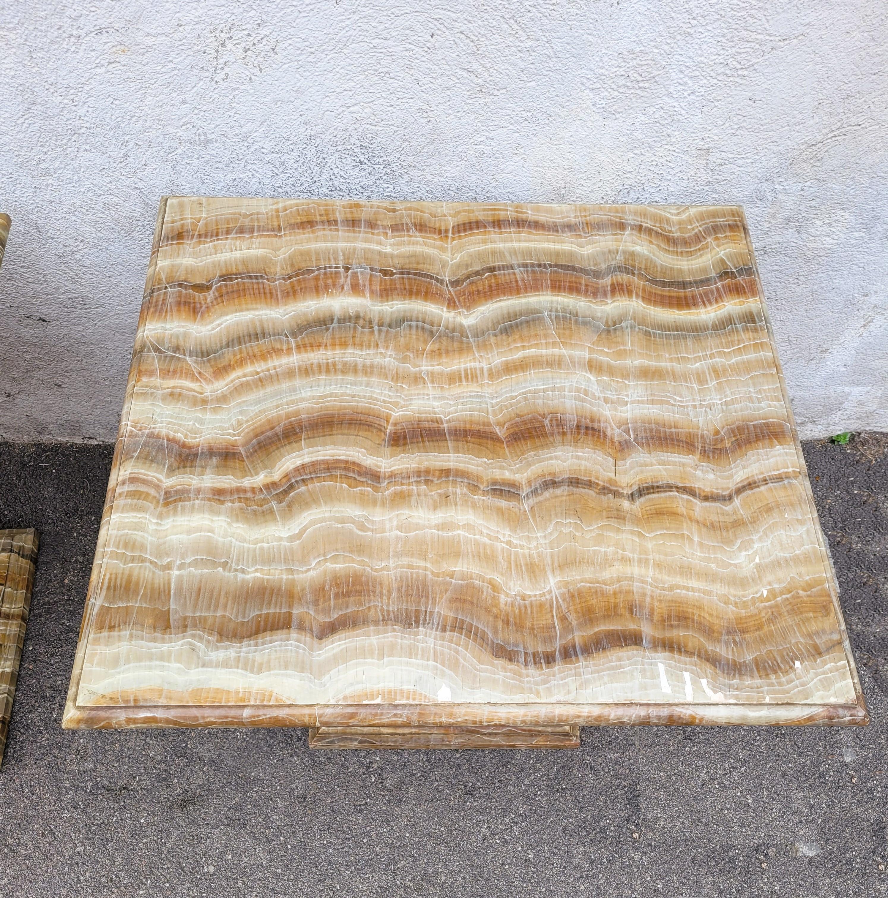 Wood 2 Painted Faux Marble Side Tables Or Sofa Ends, 20th Century For Sale