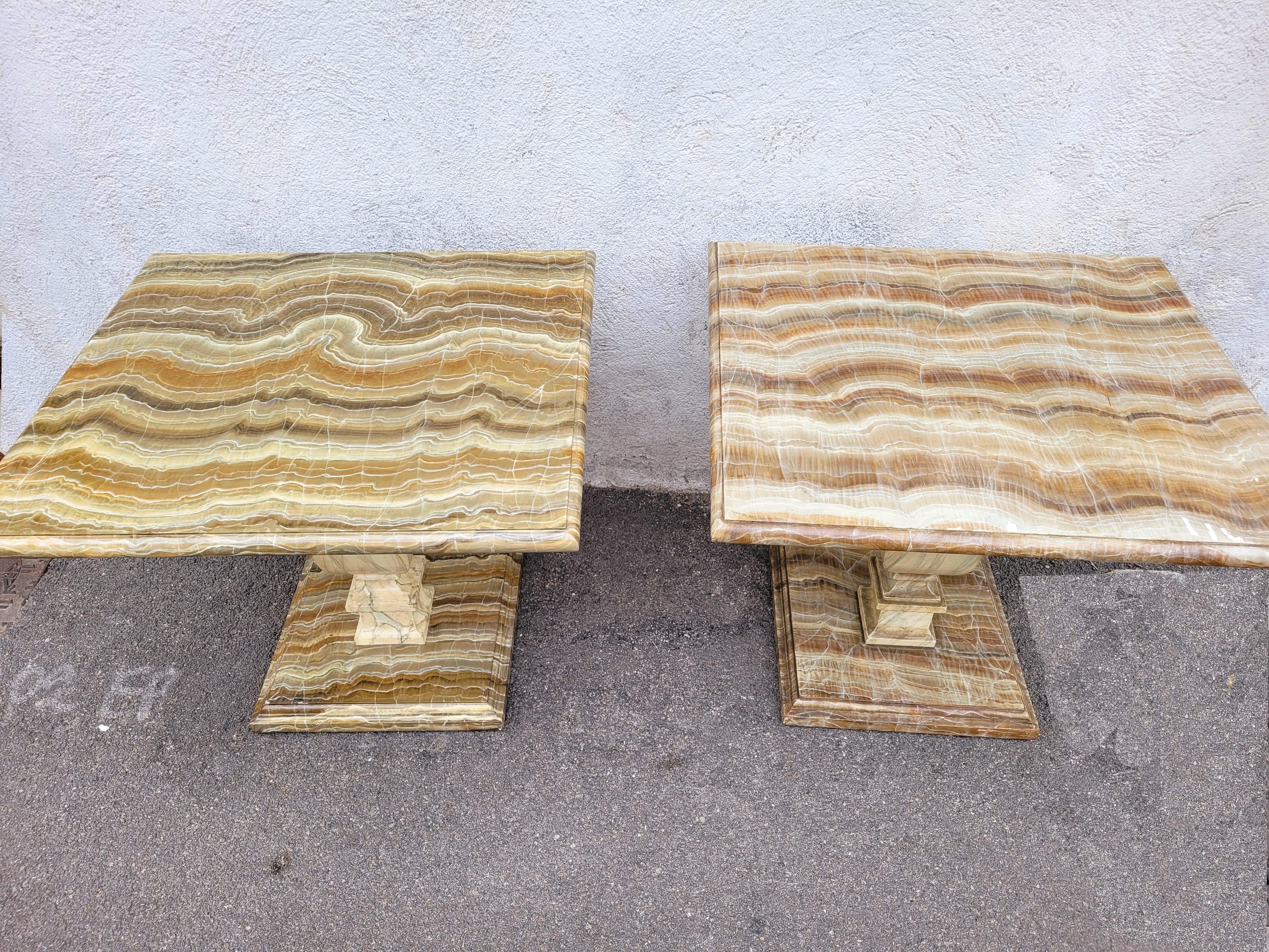 2 Painted Faux Marble Side Tables Or Sofa Ends, 20th Century For Sale 1