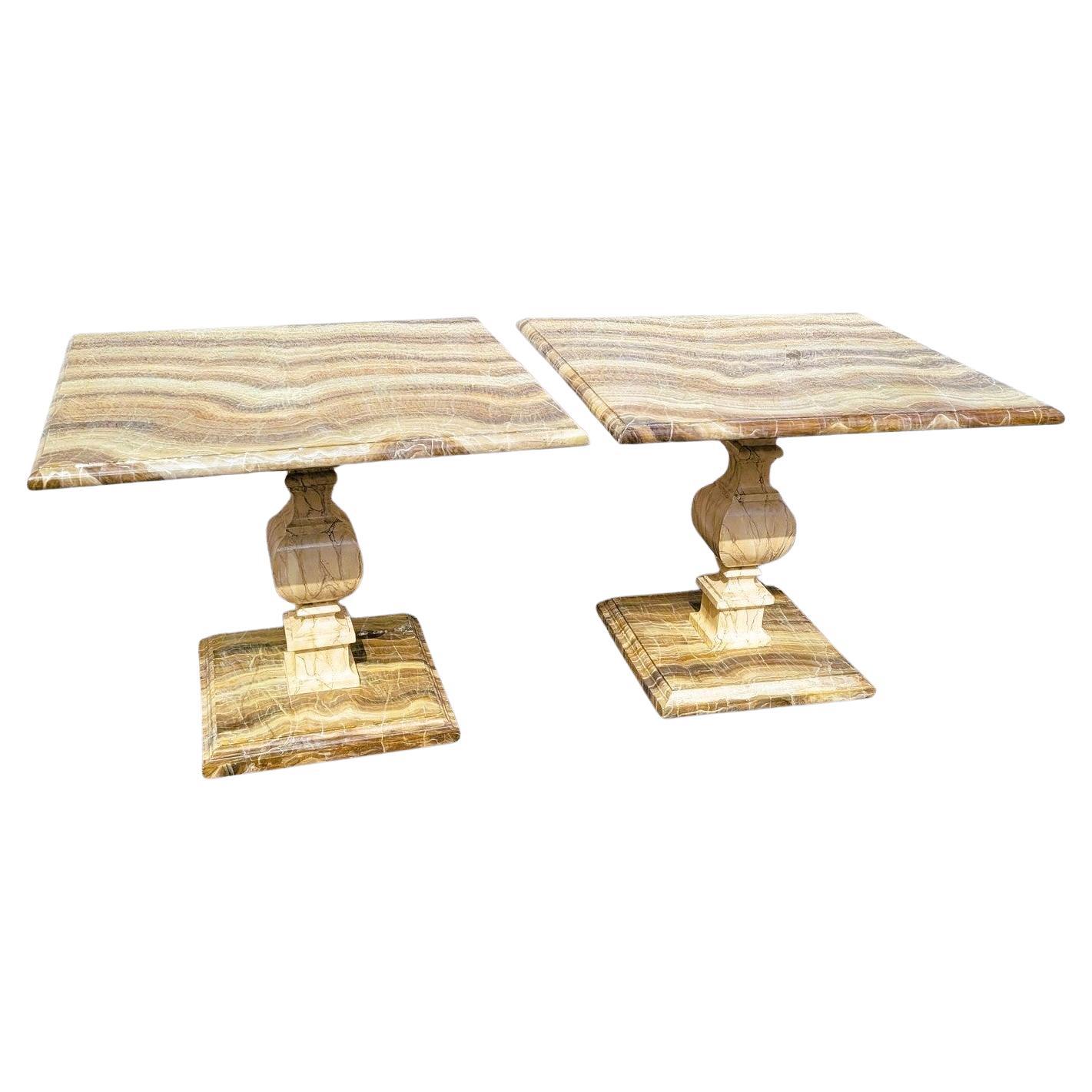 2 Painted Faux Marble Side Tables Or Sofa Ends, 20th Century For Sale