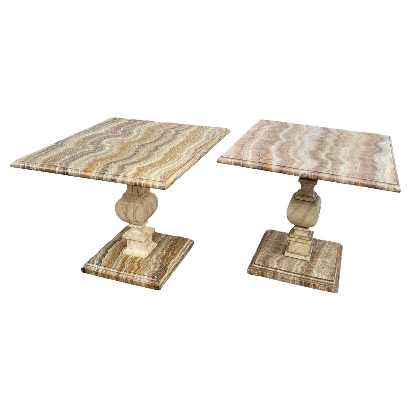 2 Painted Faux Marble Side Tables Or Sofa Ends, 20th Century