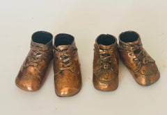 2 Pares de Zapatos de Bebé de Cobre Antique French